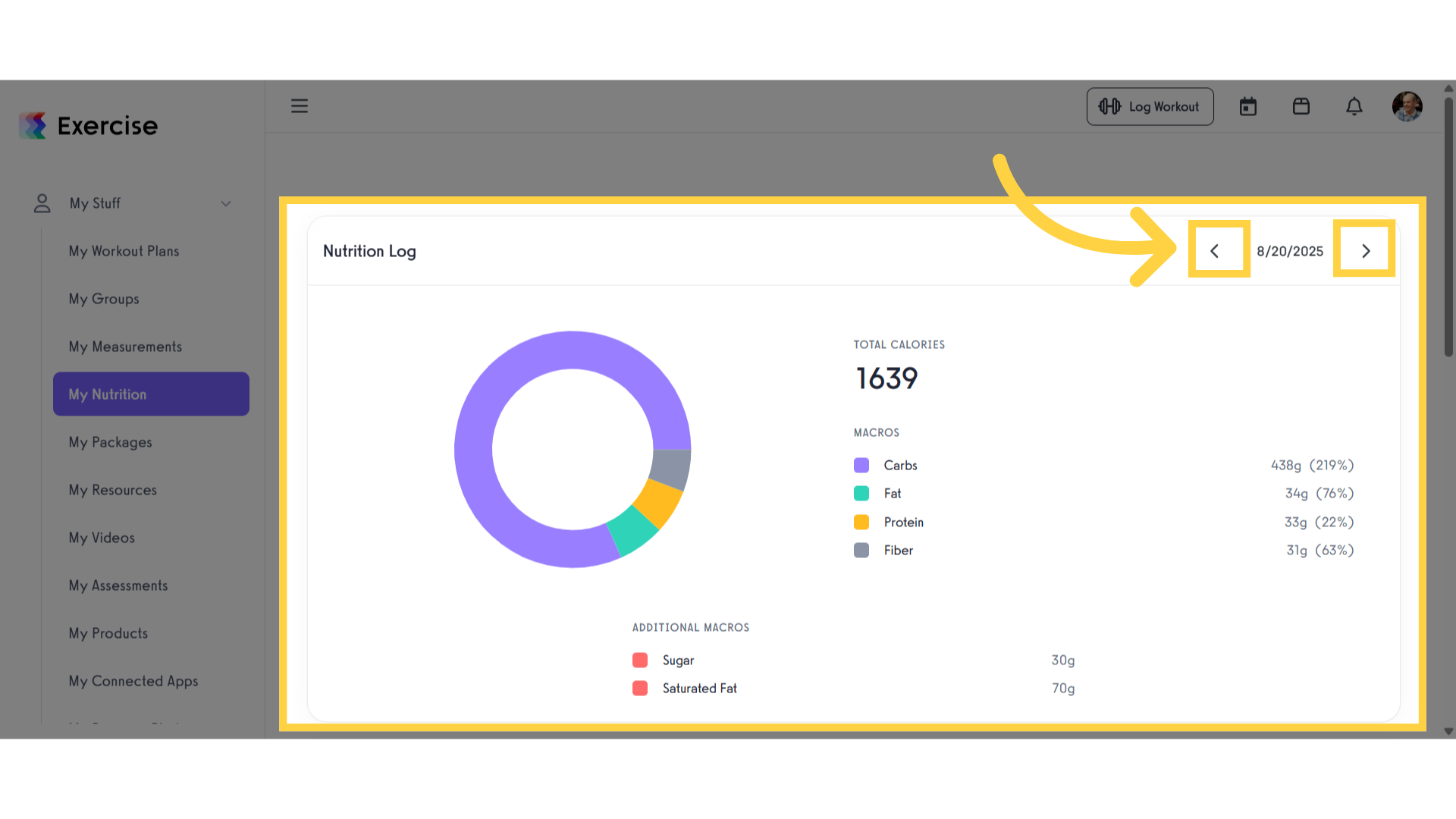 View Nutrition Log