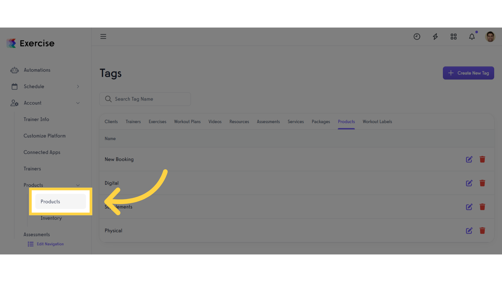 Click 'Products'
