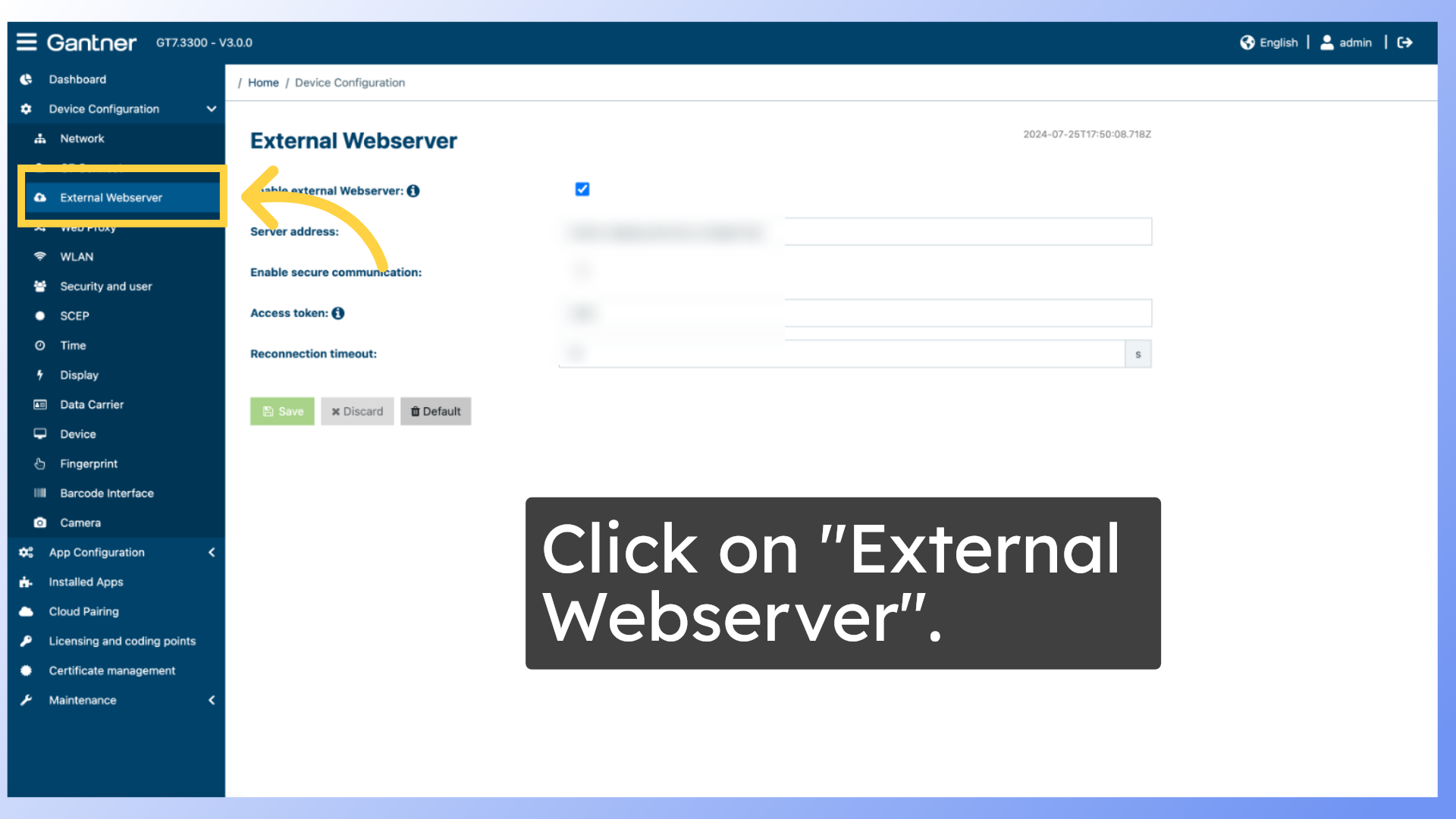 Click on 'External Webserver'.