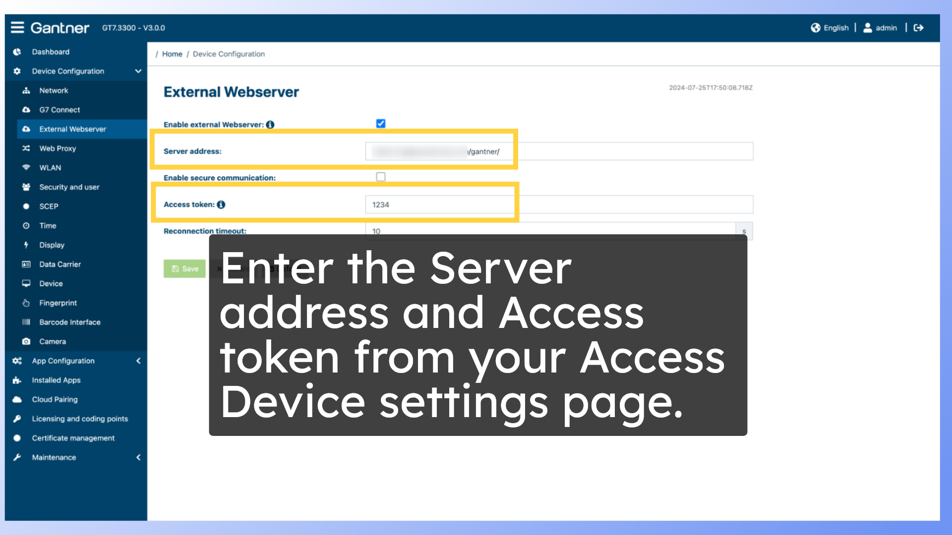 Save your Server address and Access token.