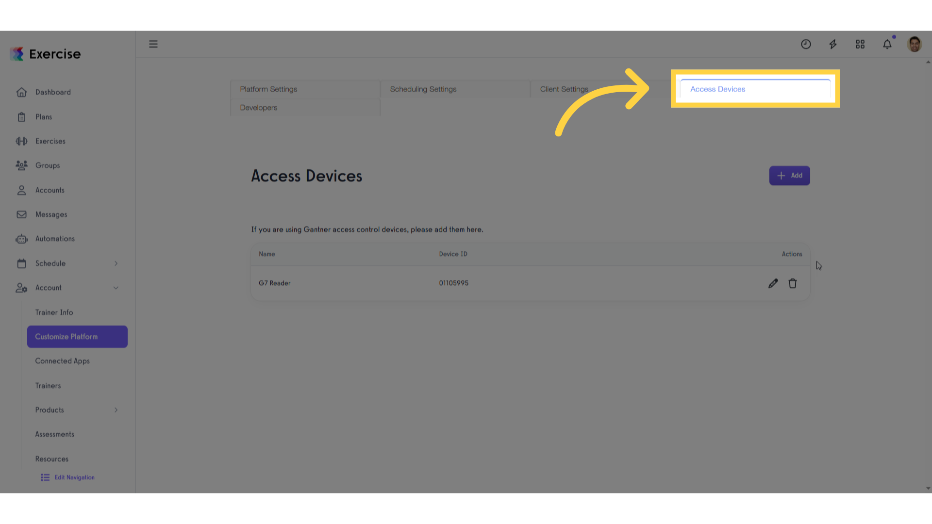 Click 'Access Devices'.