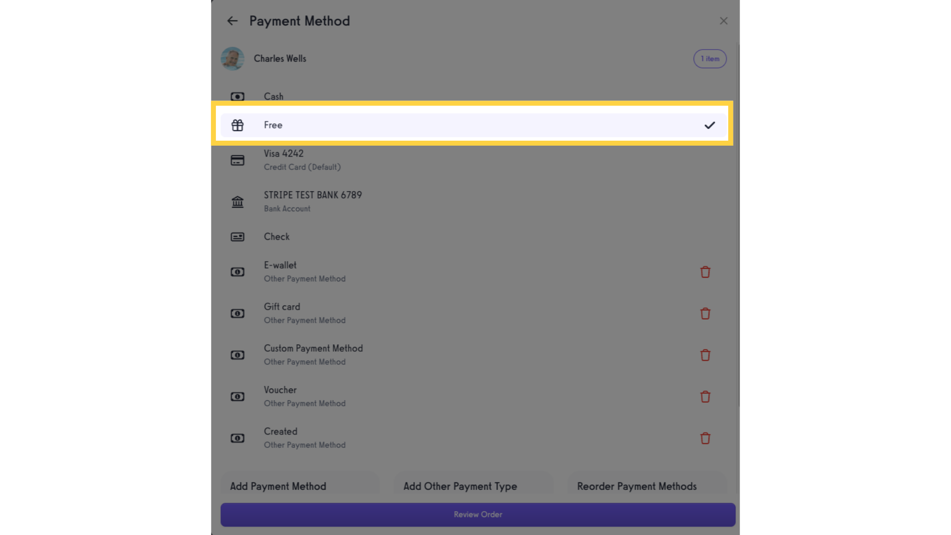Payment Method.