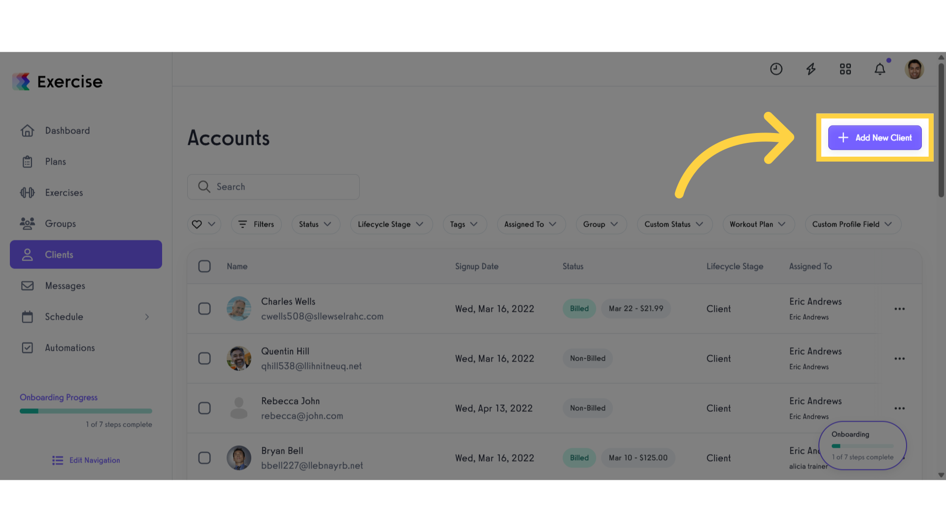Click 'Add New Client'.