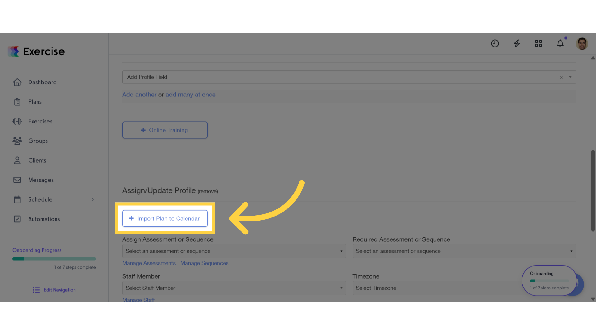 Click 'Import Plan to Calendar'.
