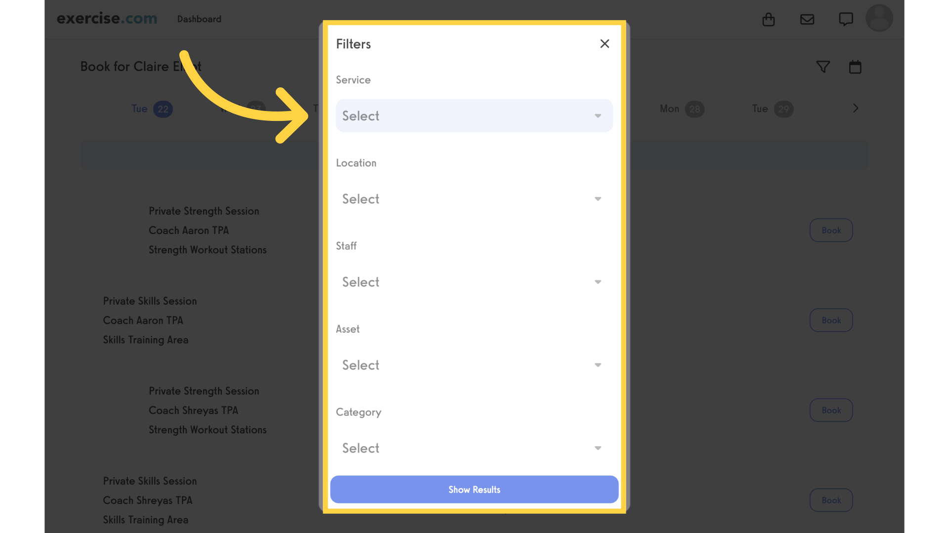 Client View - Select Filters