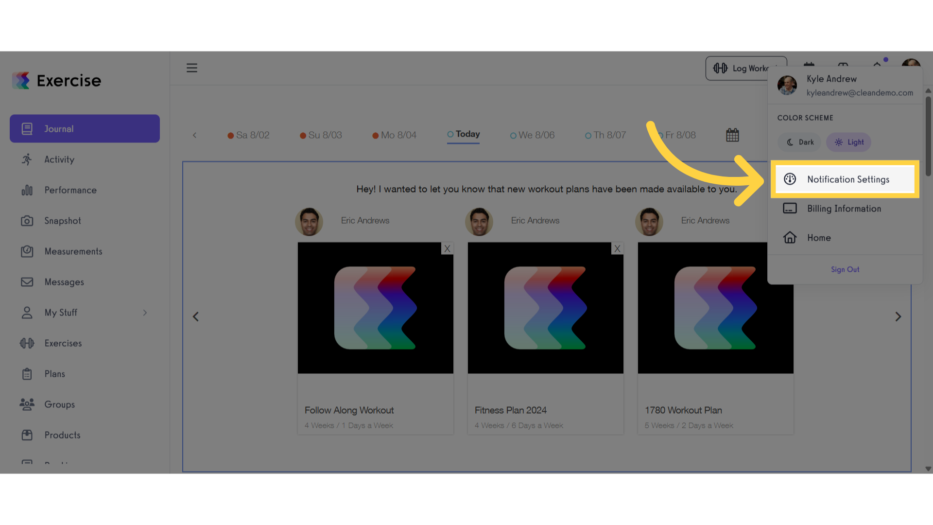 Click 'Notification Settings'