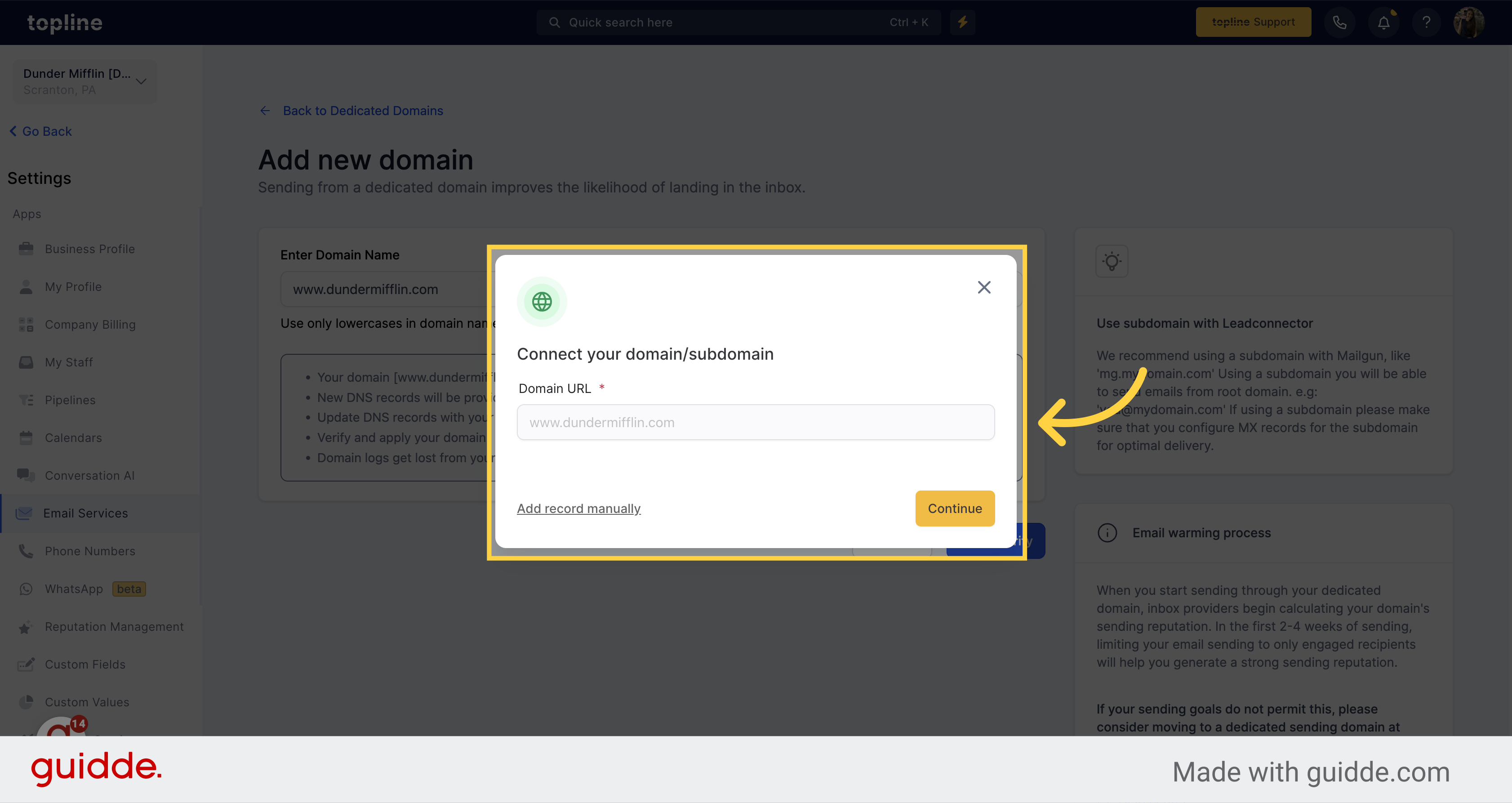 Connect Domain/Subdomain