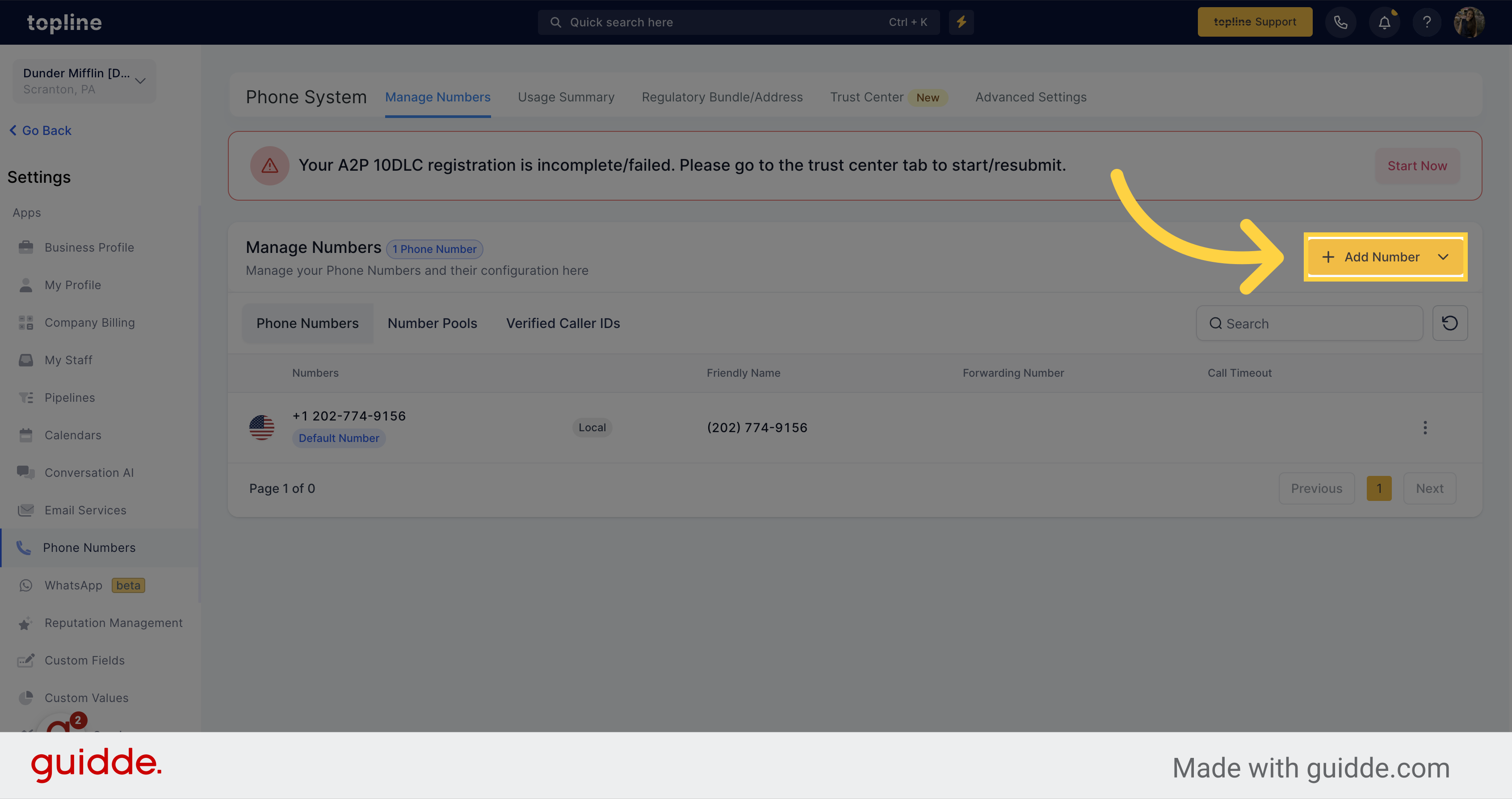 Click 'Add Number'