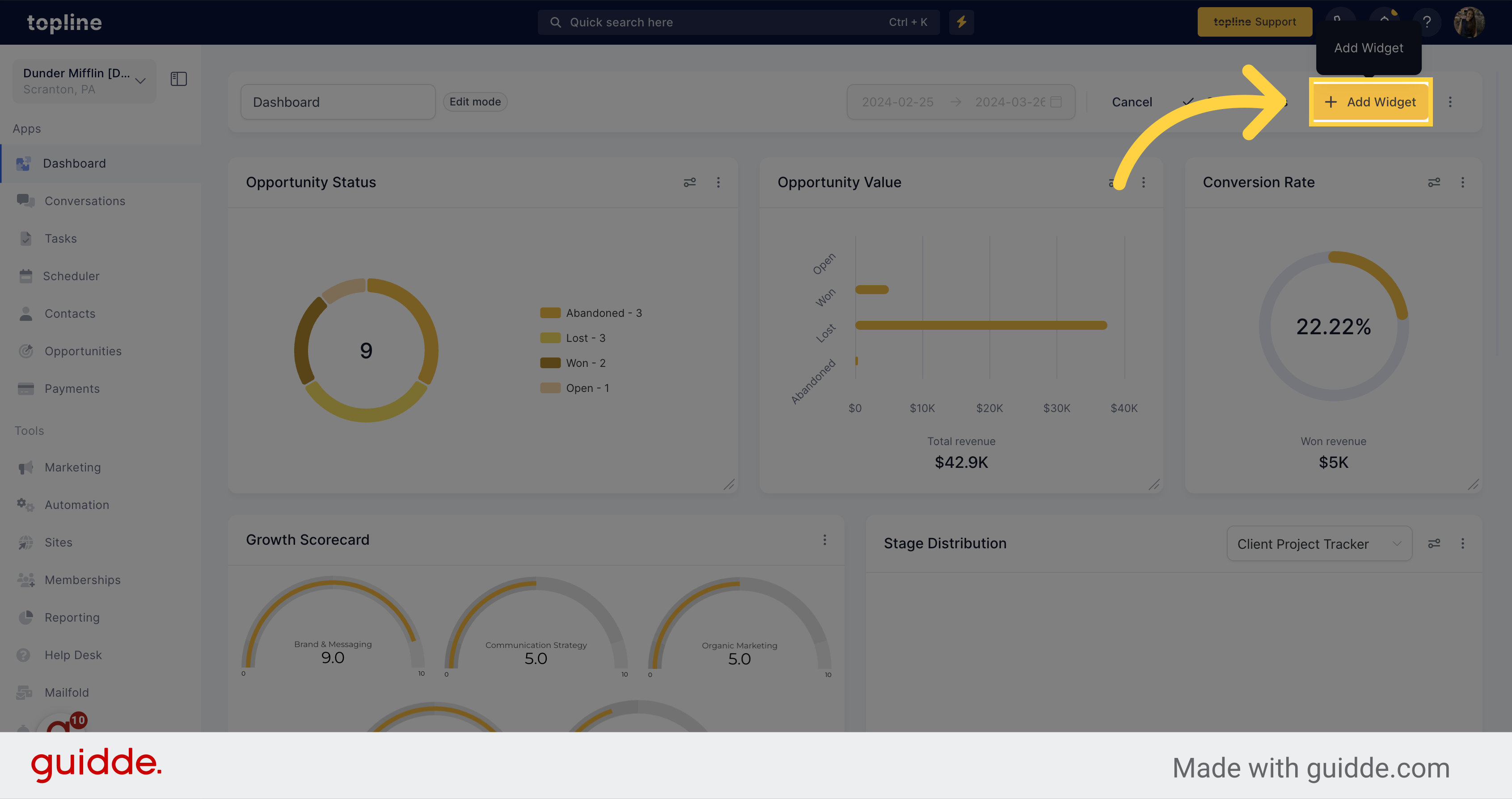 Click 'Add Widget'