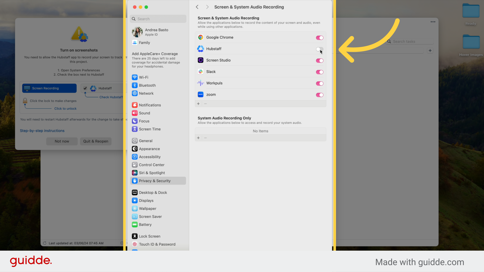 Toggle Switch Hubstaff