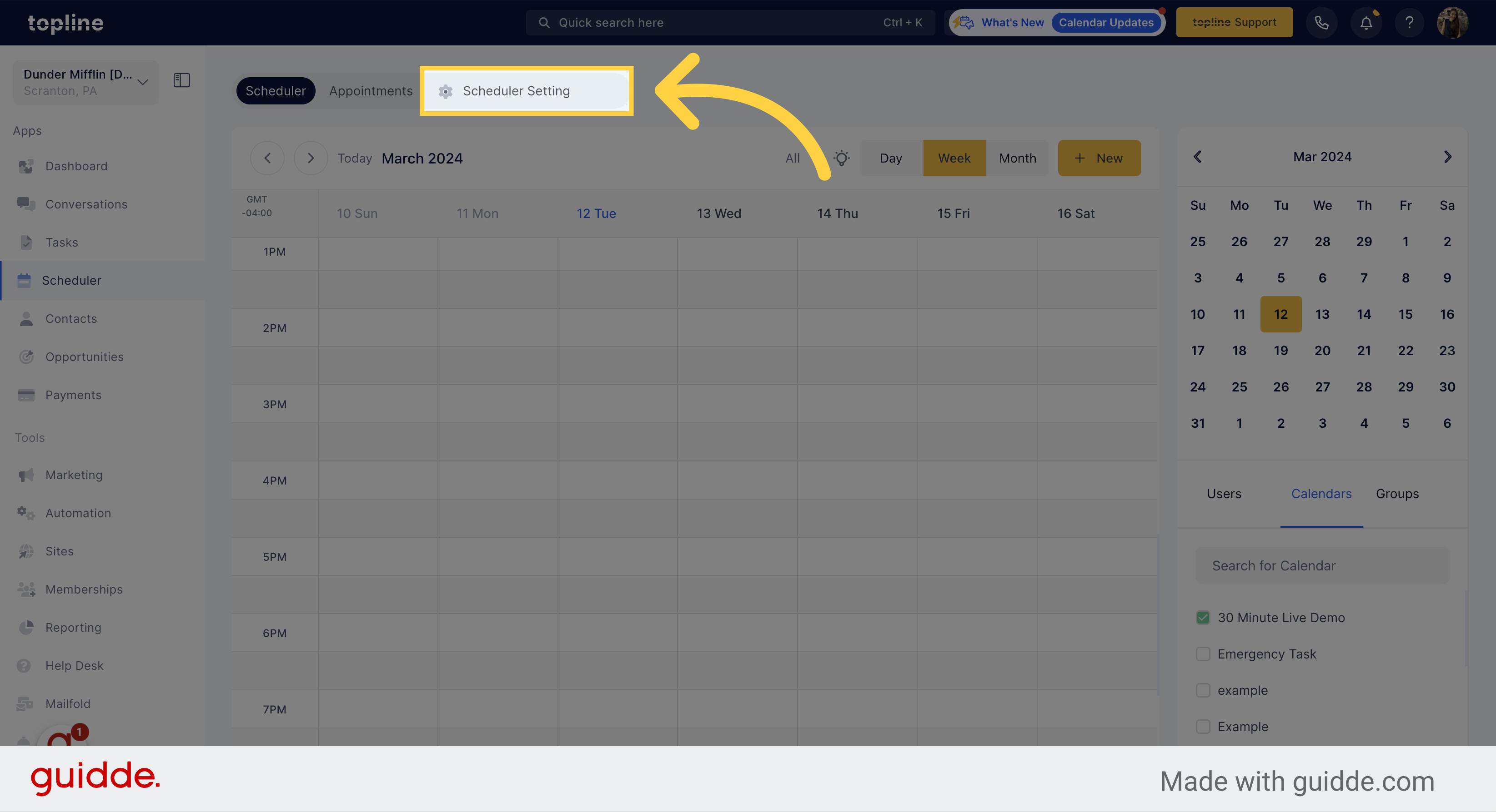 Click 'Scheduler Settings'