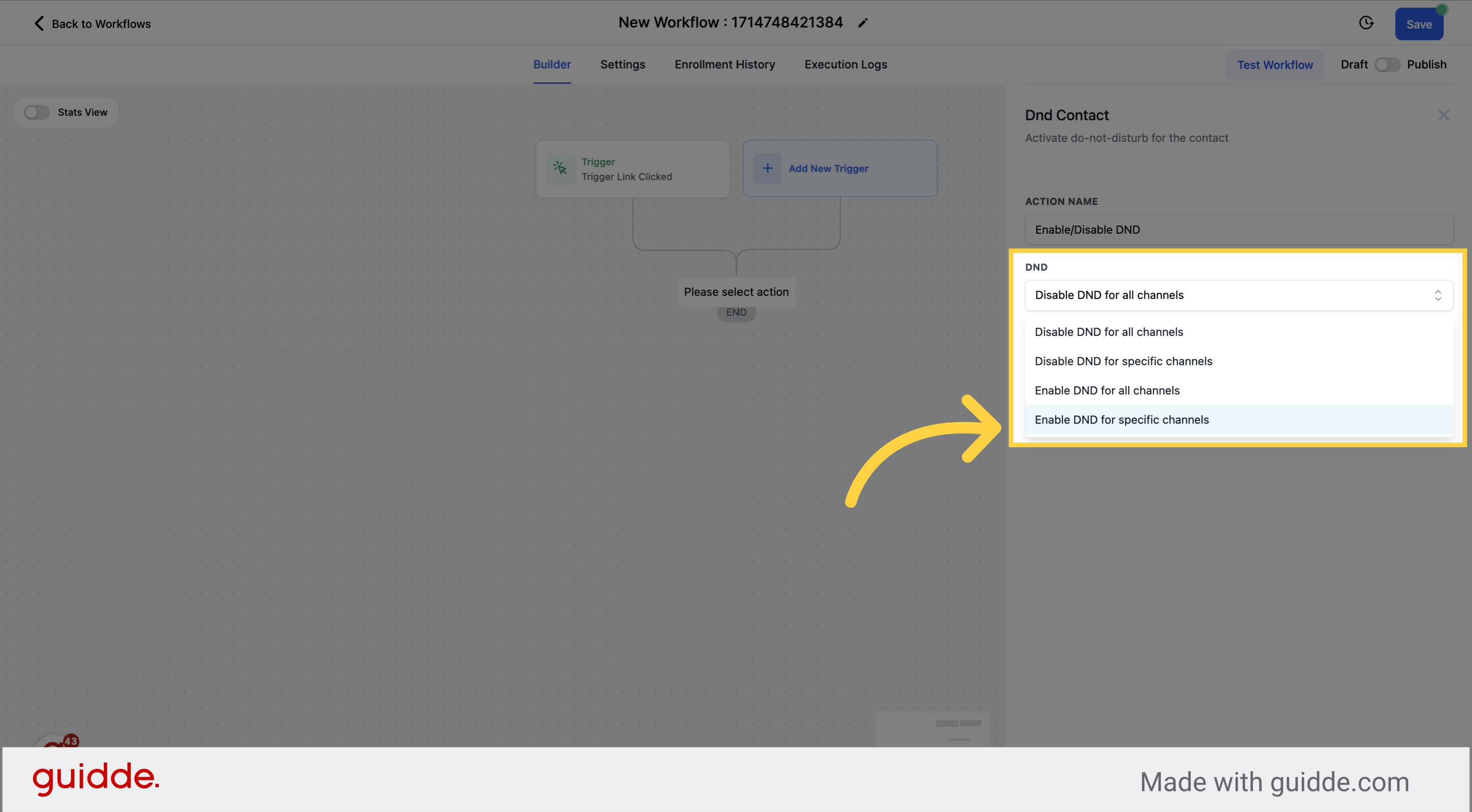 Click 'Enable DND for specific channels'