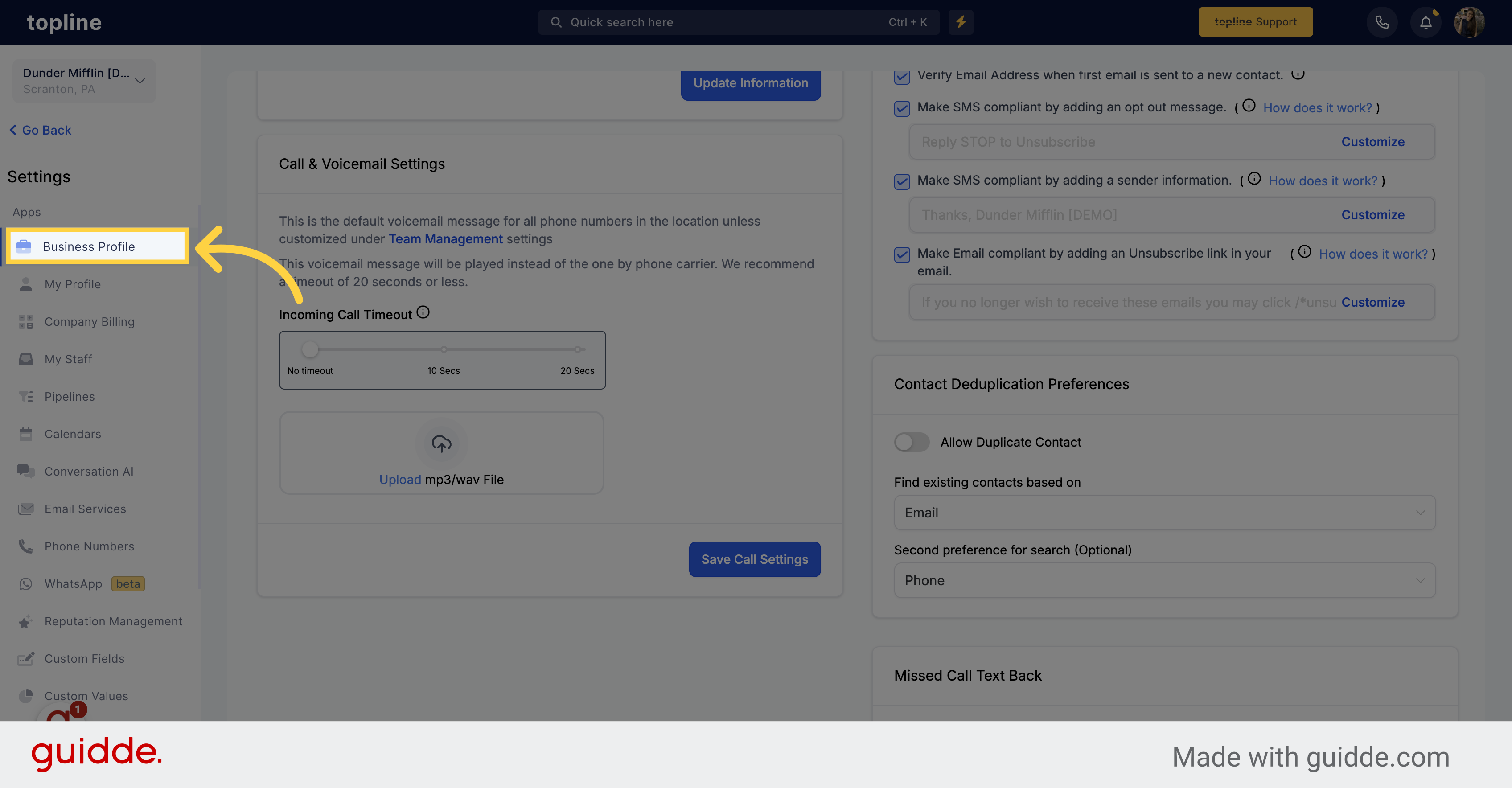 Select 'Business Profile'