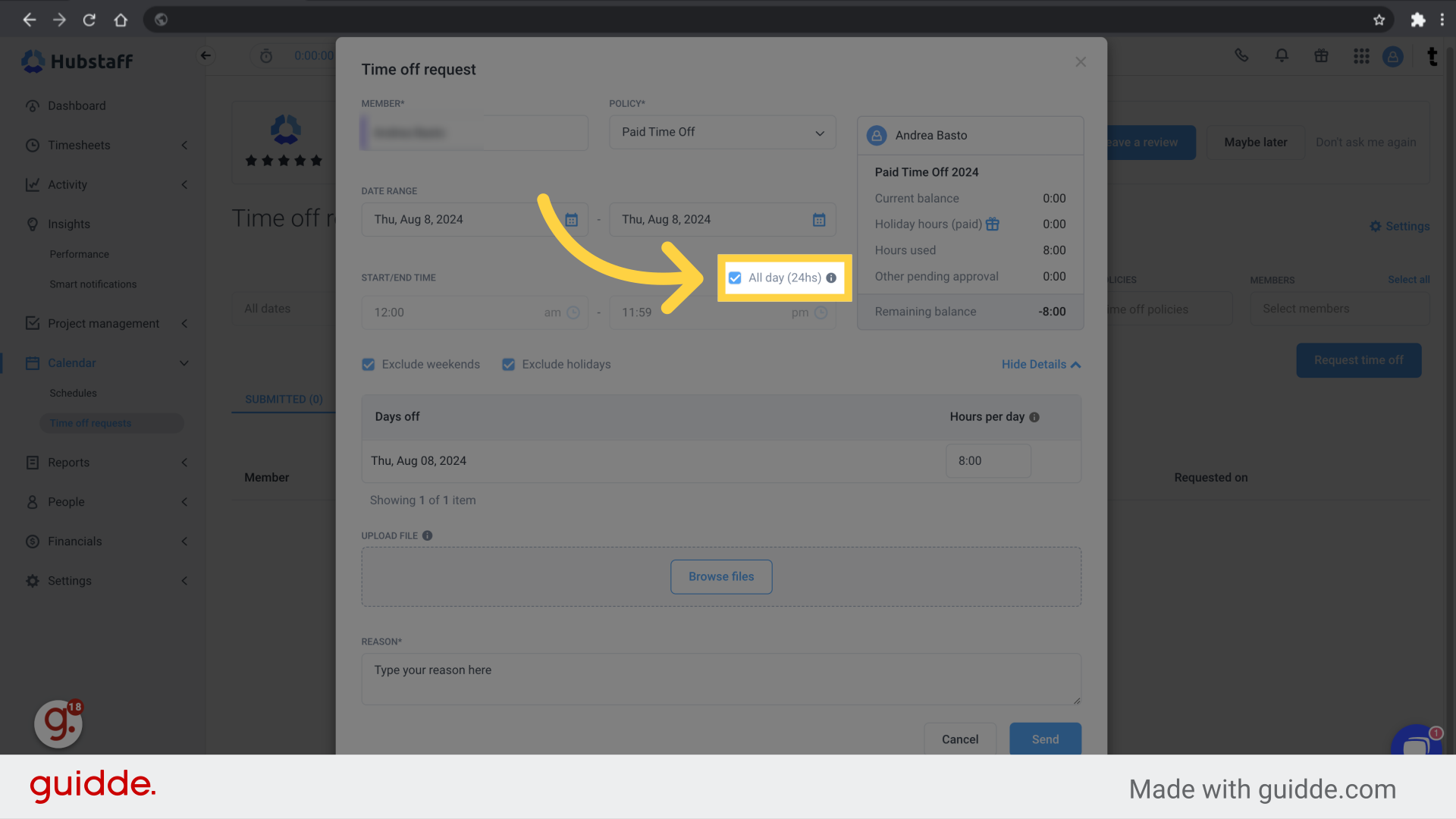 Keep All Day Selected
