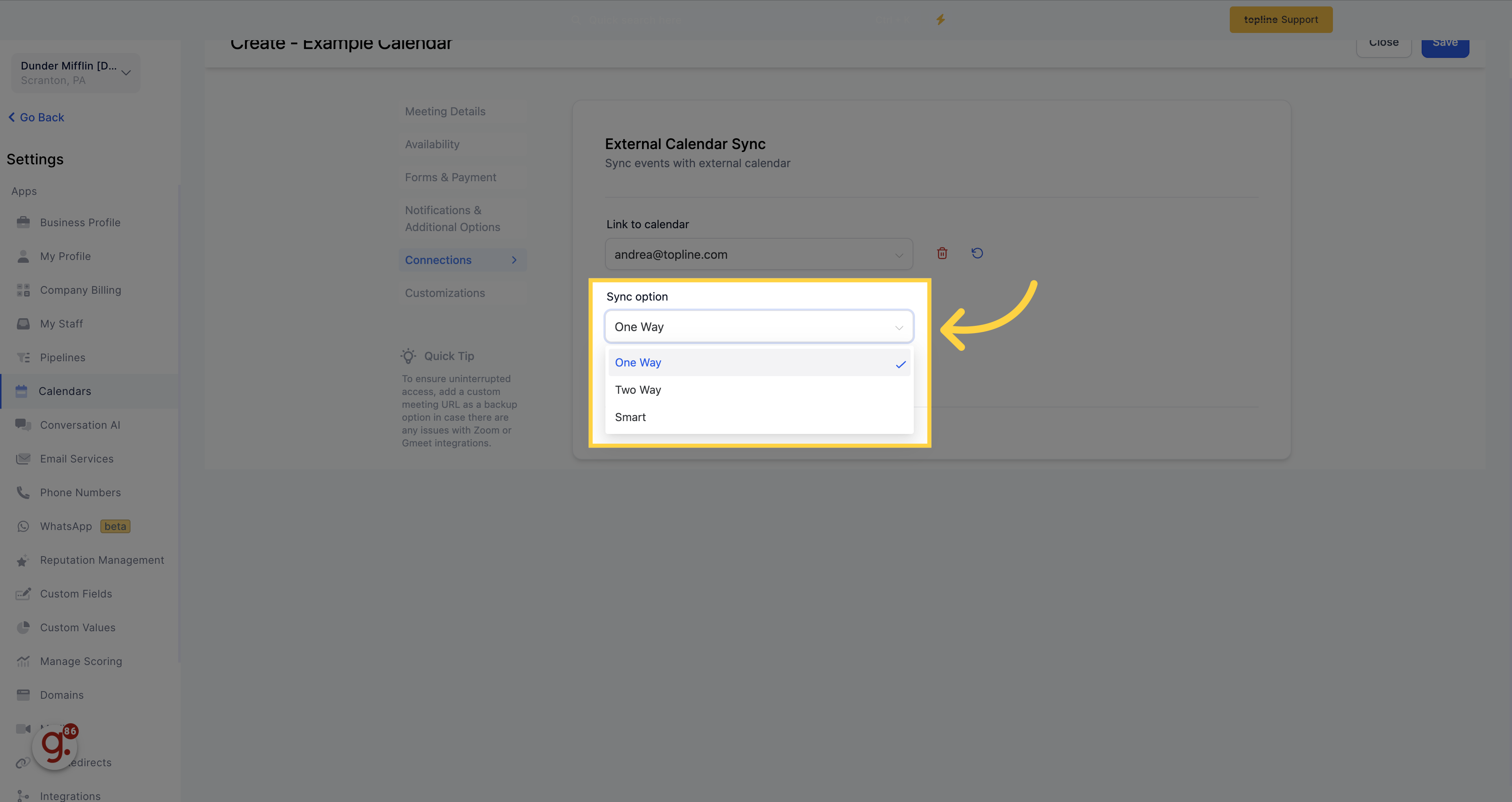 Sync Options