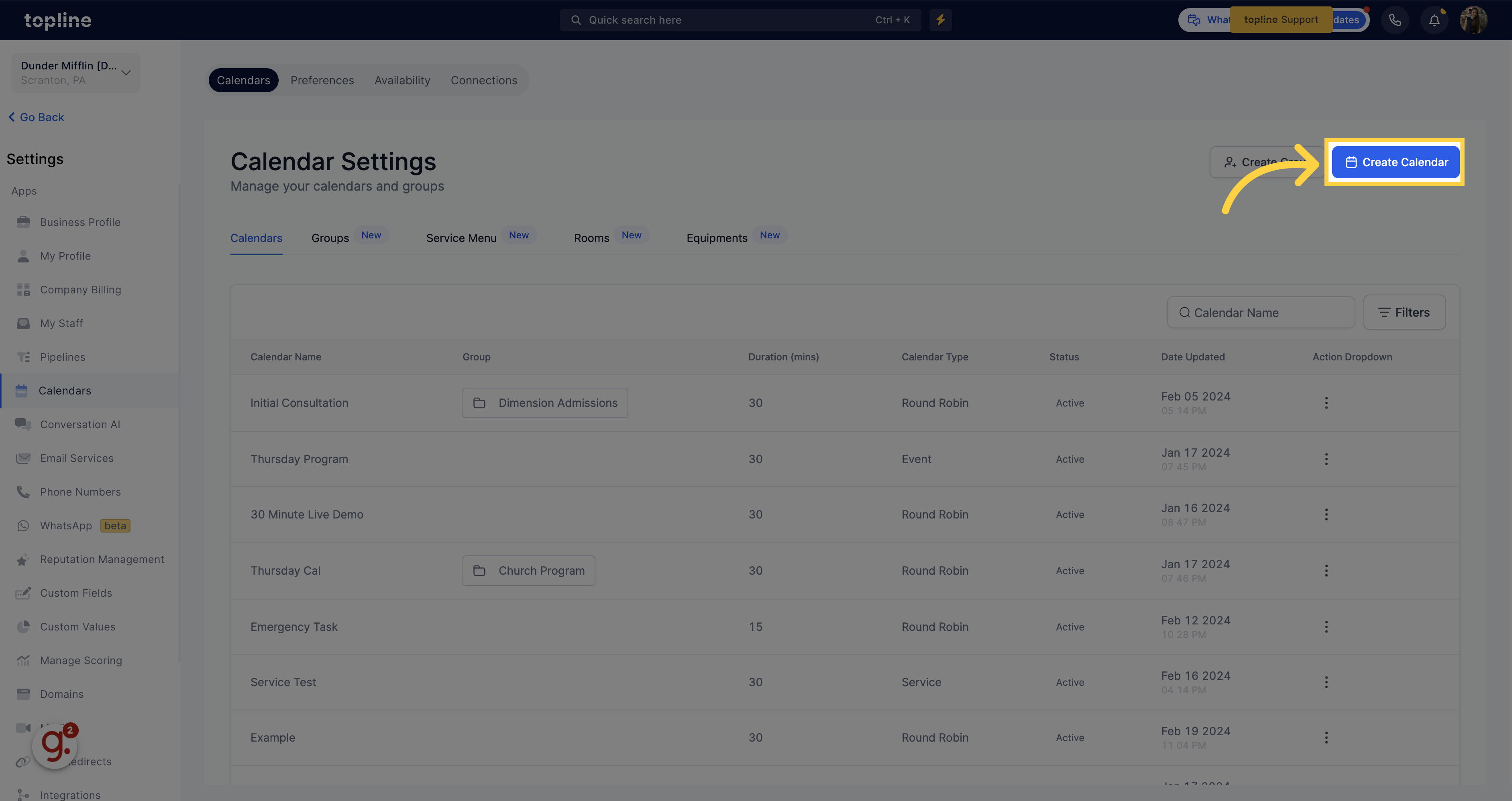 Click 'Create Calendar'