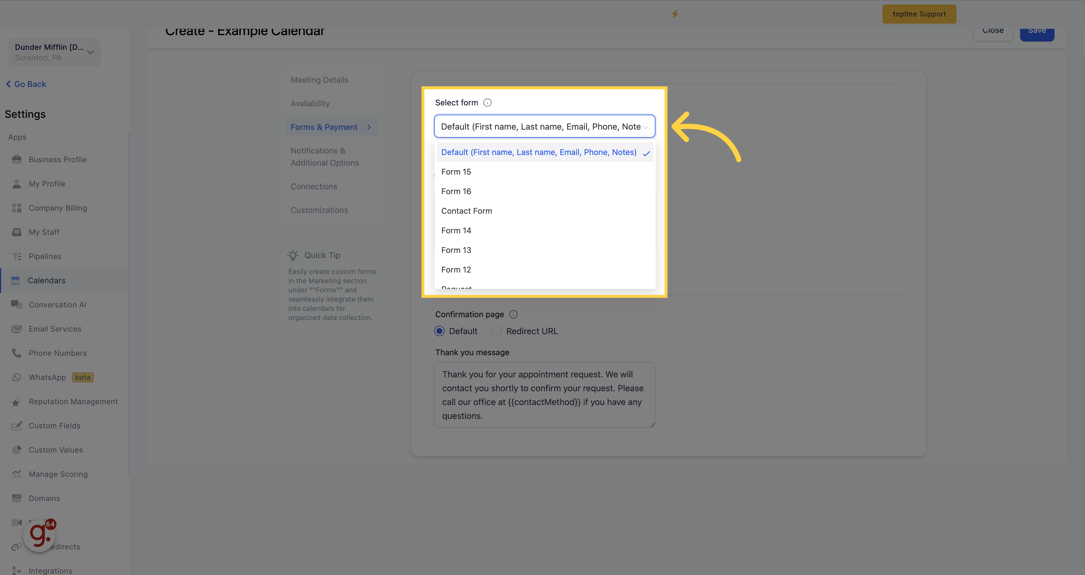 Select Form