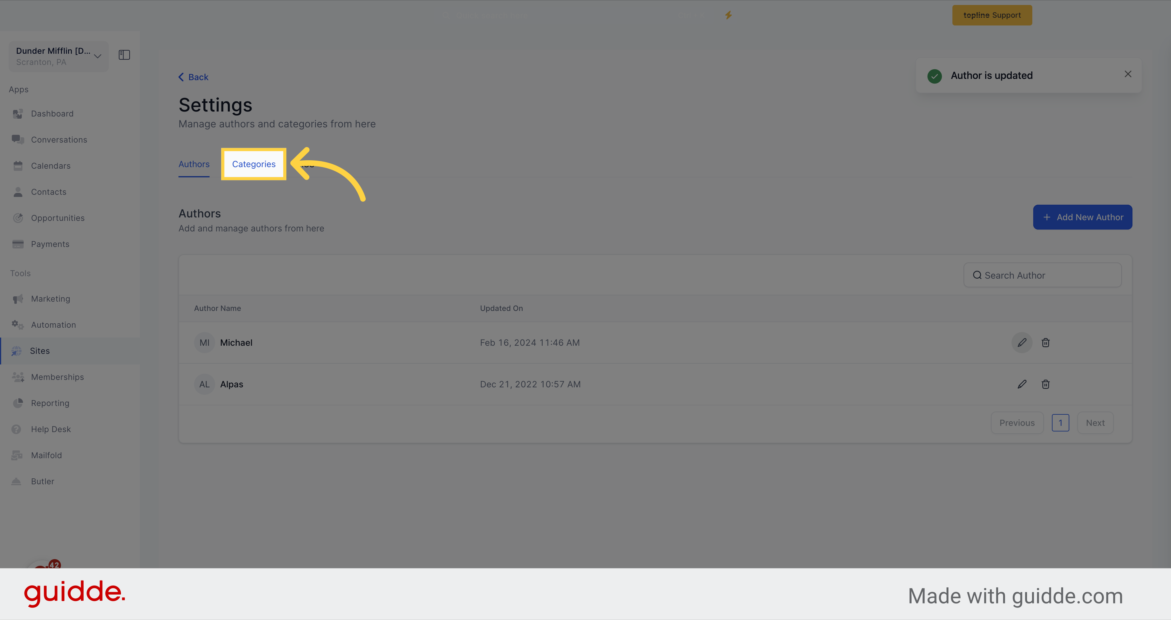 Click 'Categories'