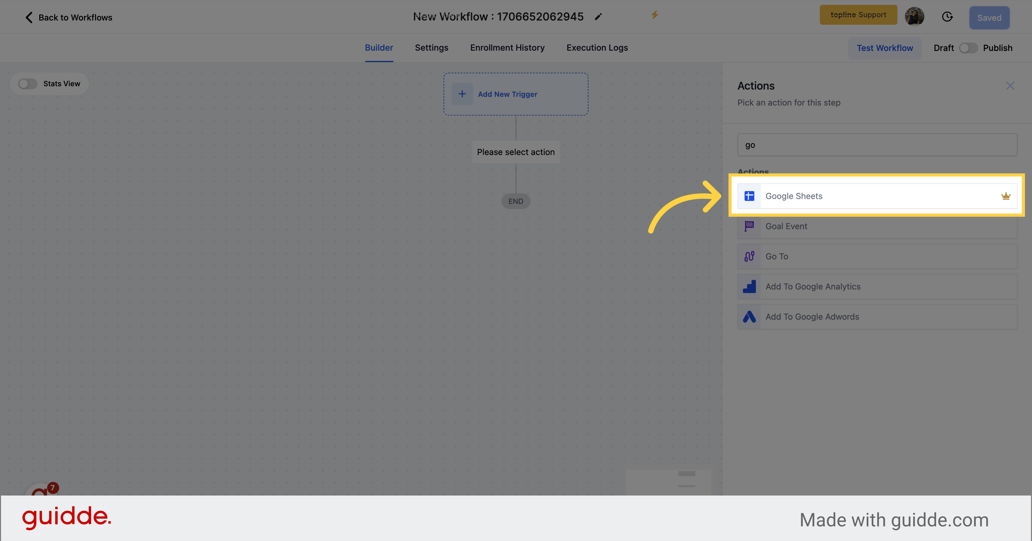 Click 'Google Sheets'