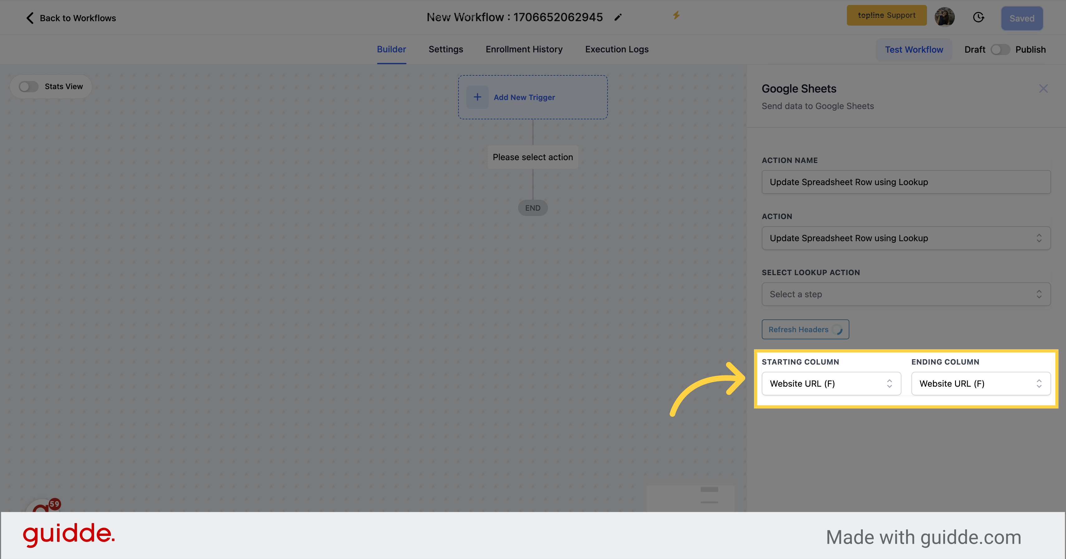 Select a Starting Column and End Column