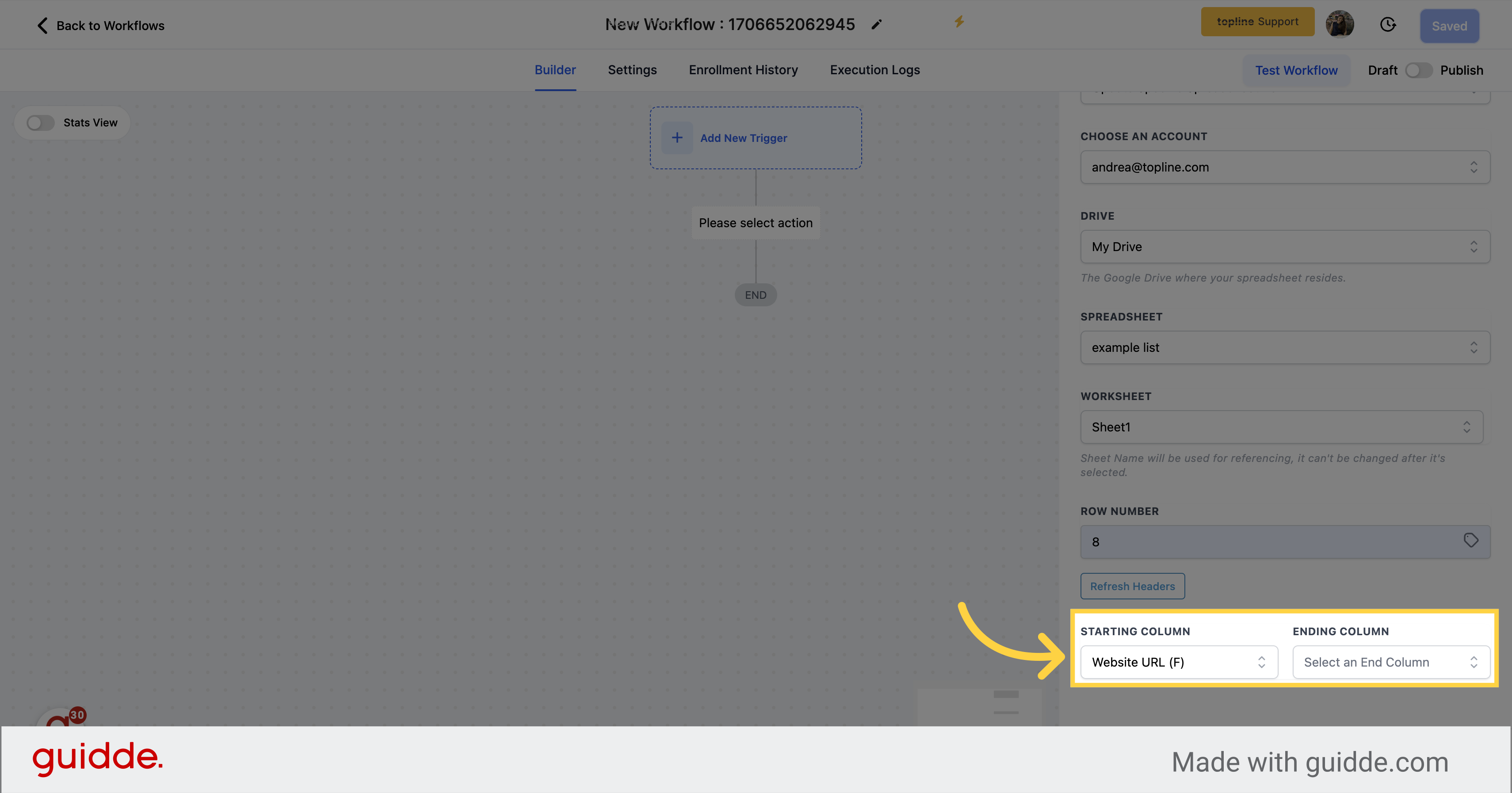 Select Starting Column and Ending Column