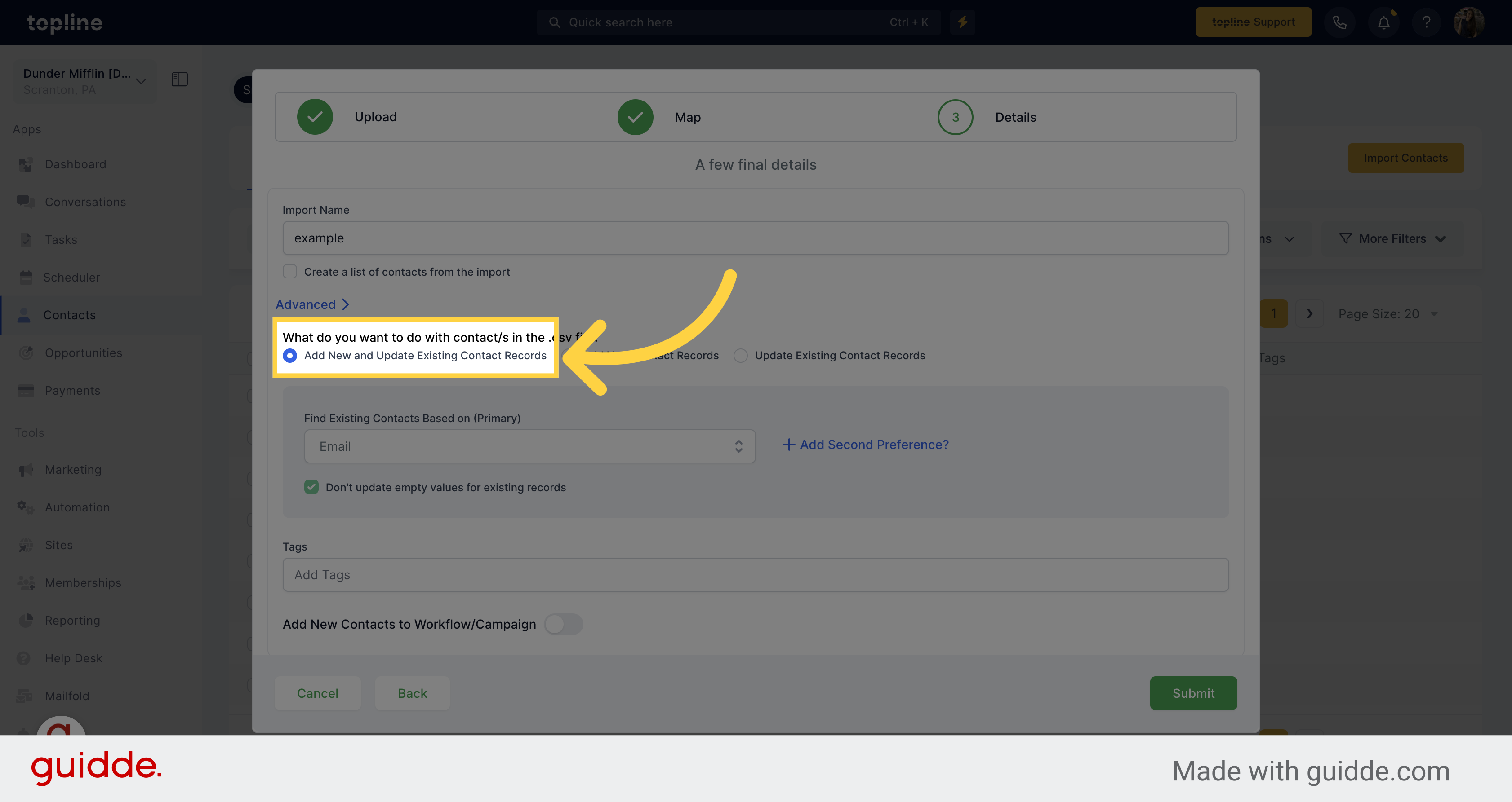 Add New and Update Existing Contact Records