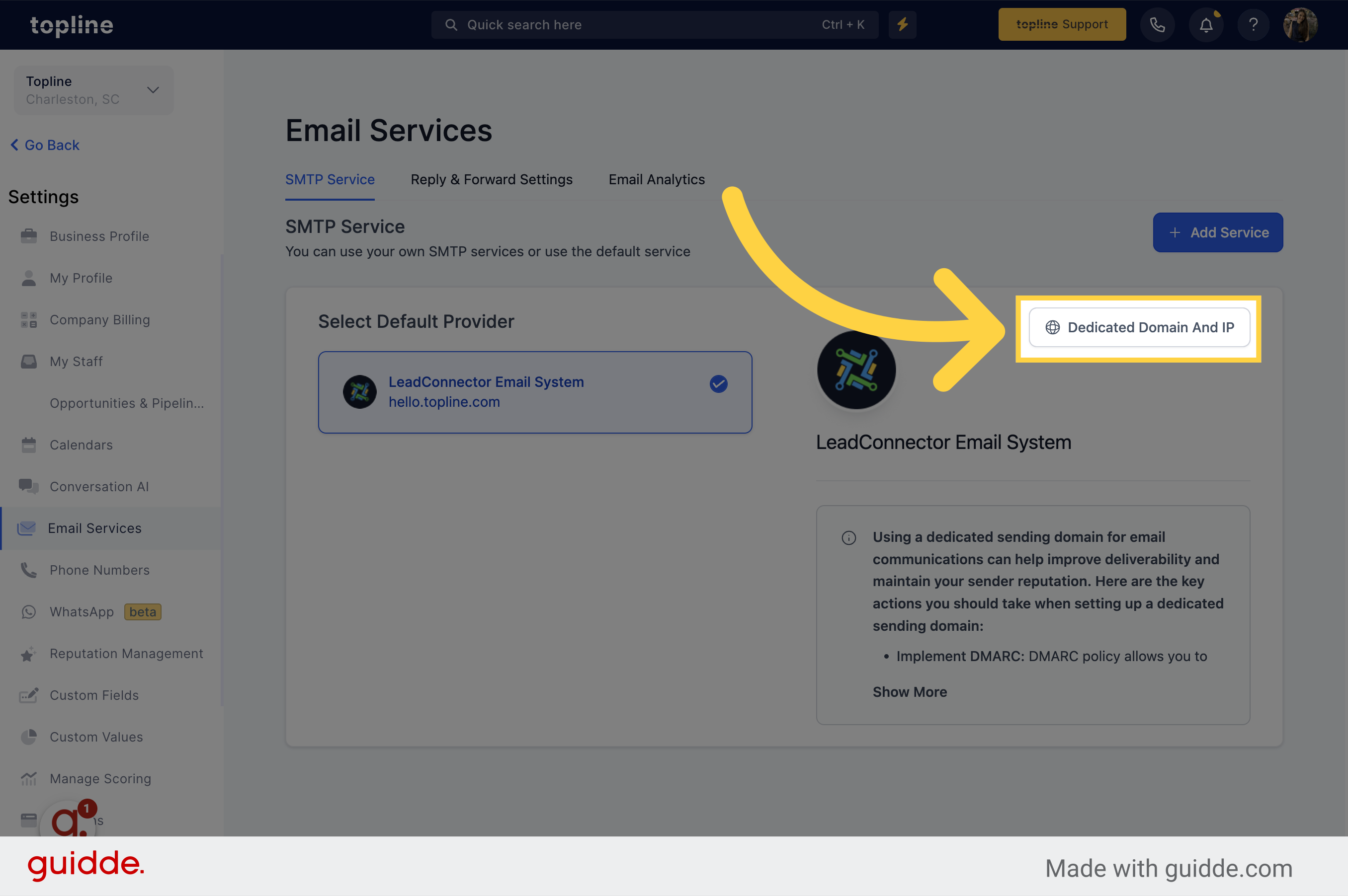 Click 'Dedicated Domain and IP'