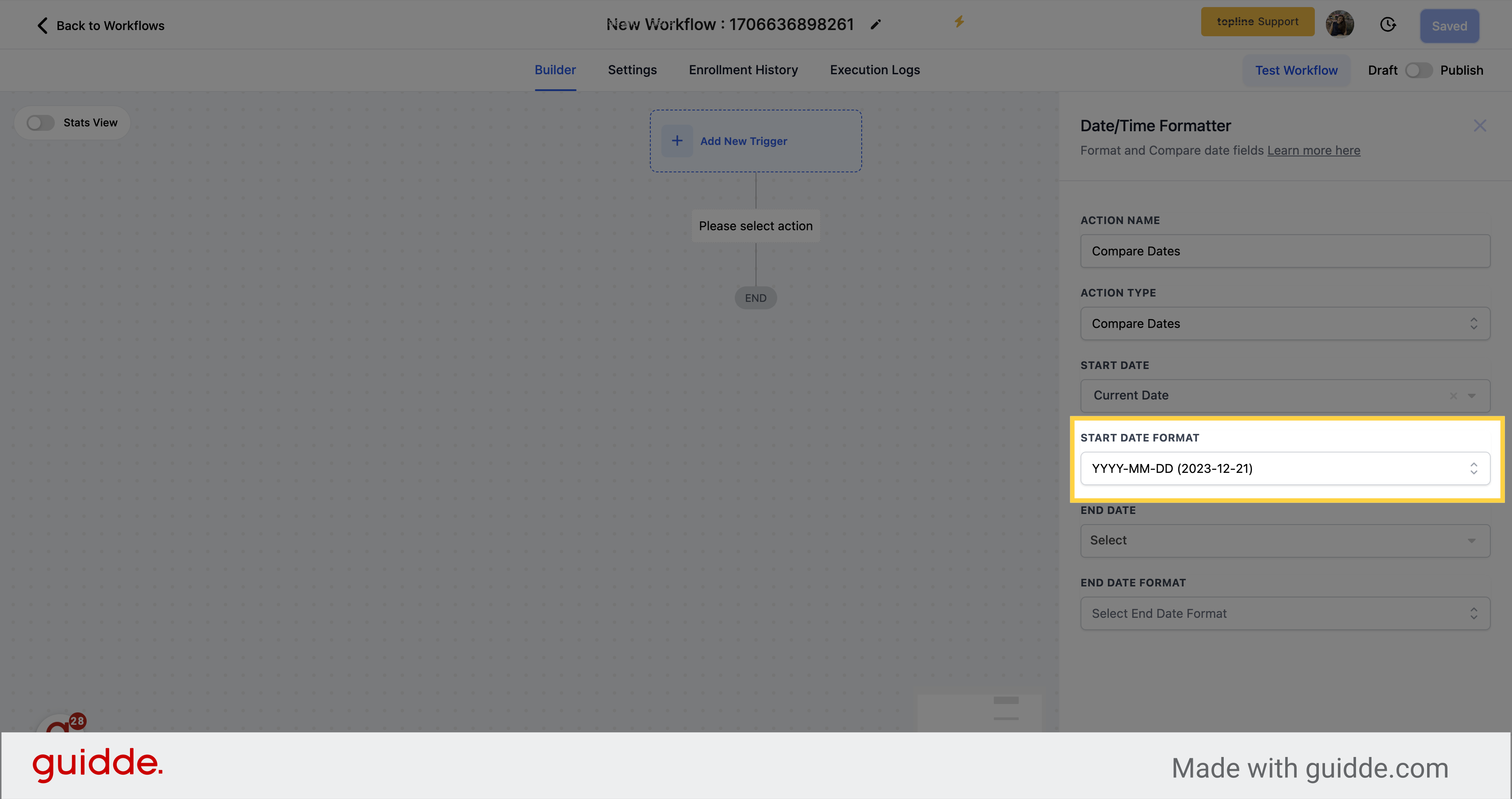 Select 'Start Date Format'