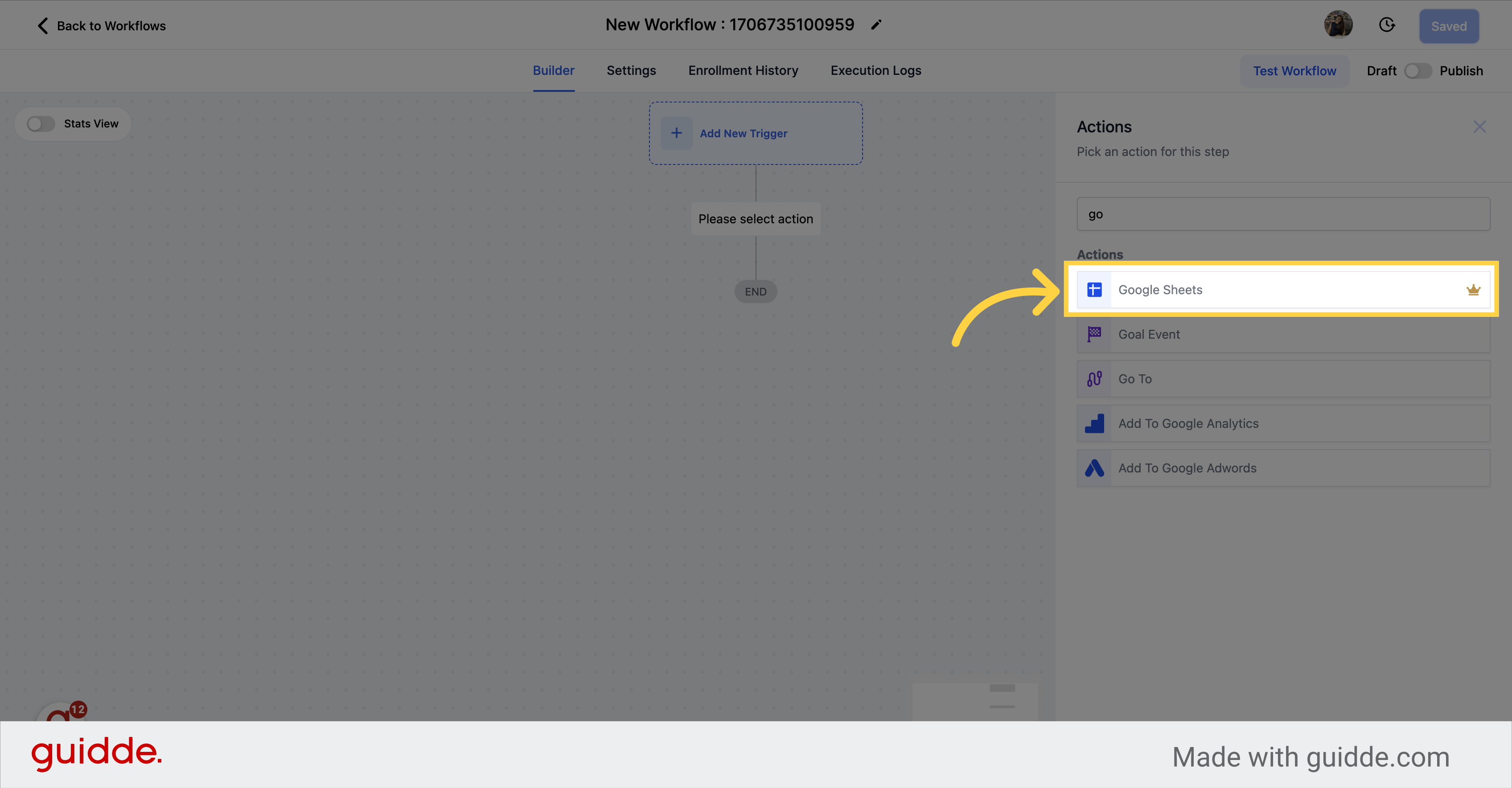 Click 'Google Sheets'