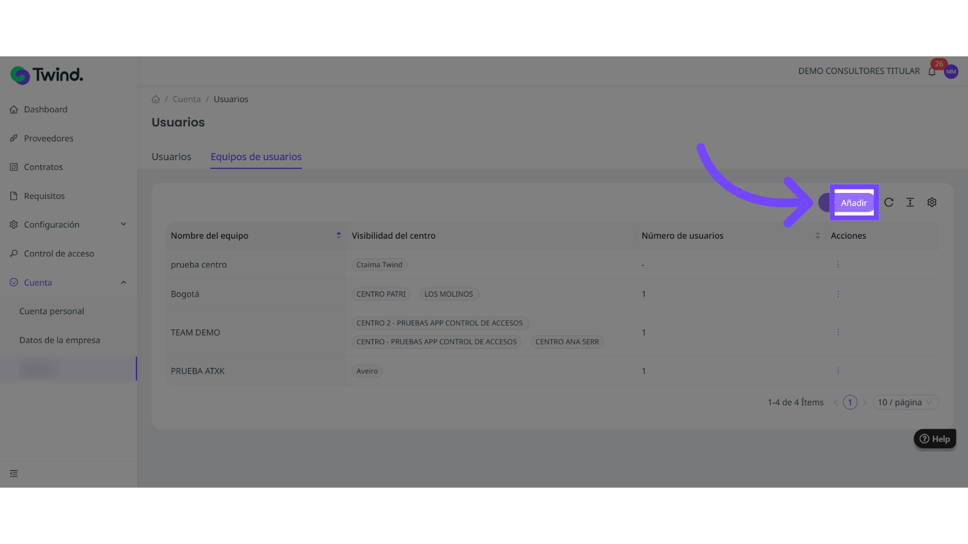 Haz clic en “+ Añadir”