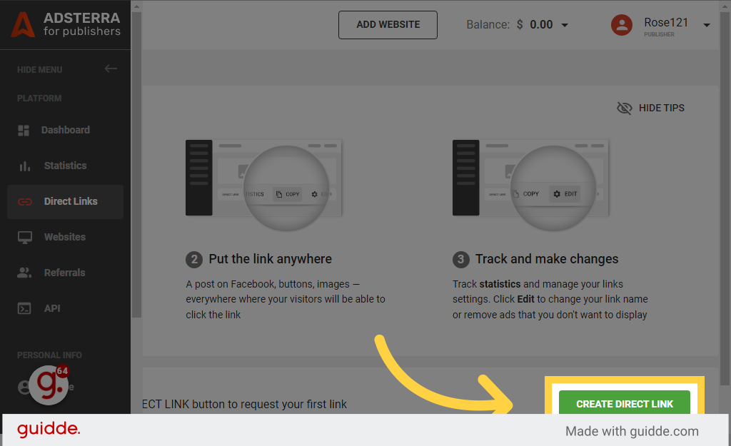 Click 'Create direct link'