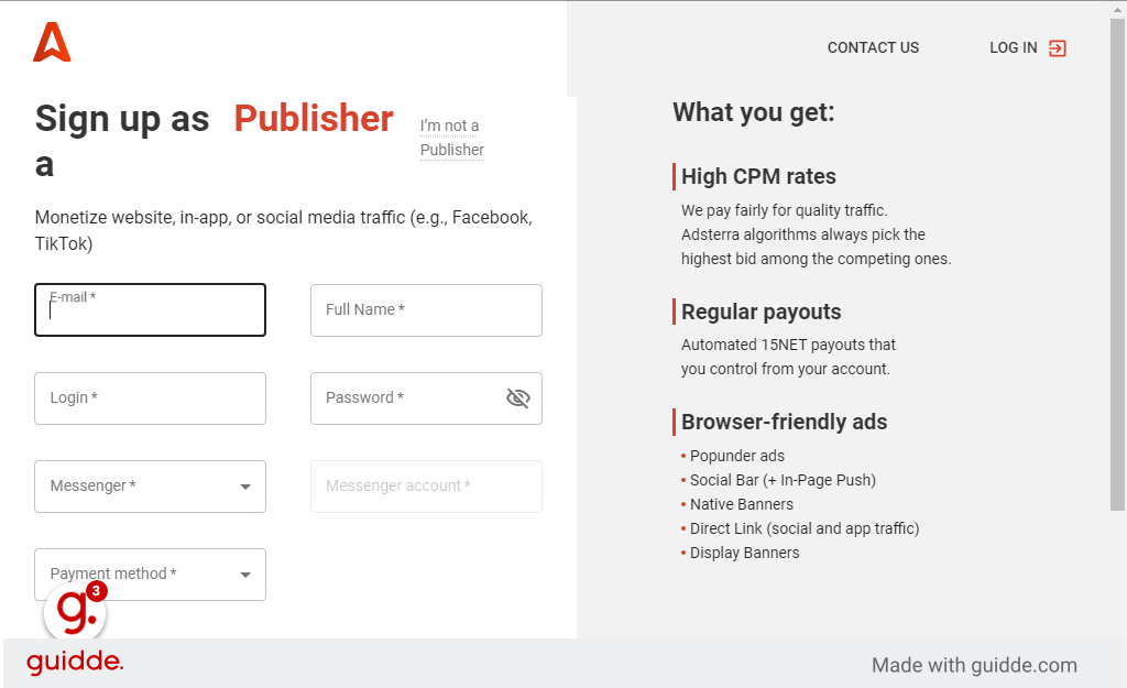 Switch to 'beta.publishers.adsterra.com'