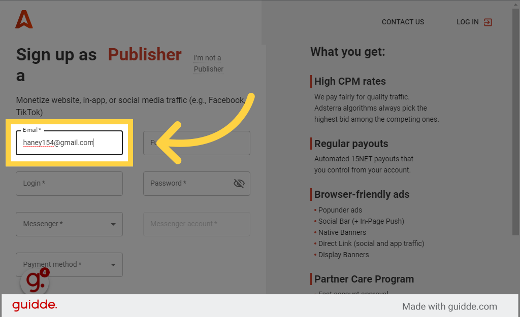 Fill 'haney154@gmail.com'