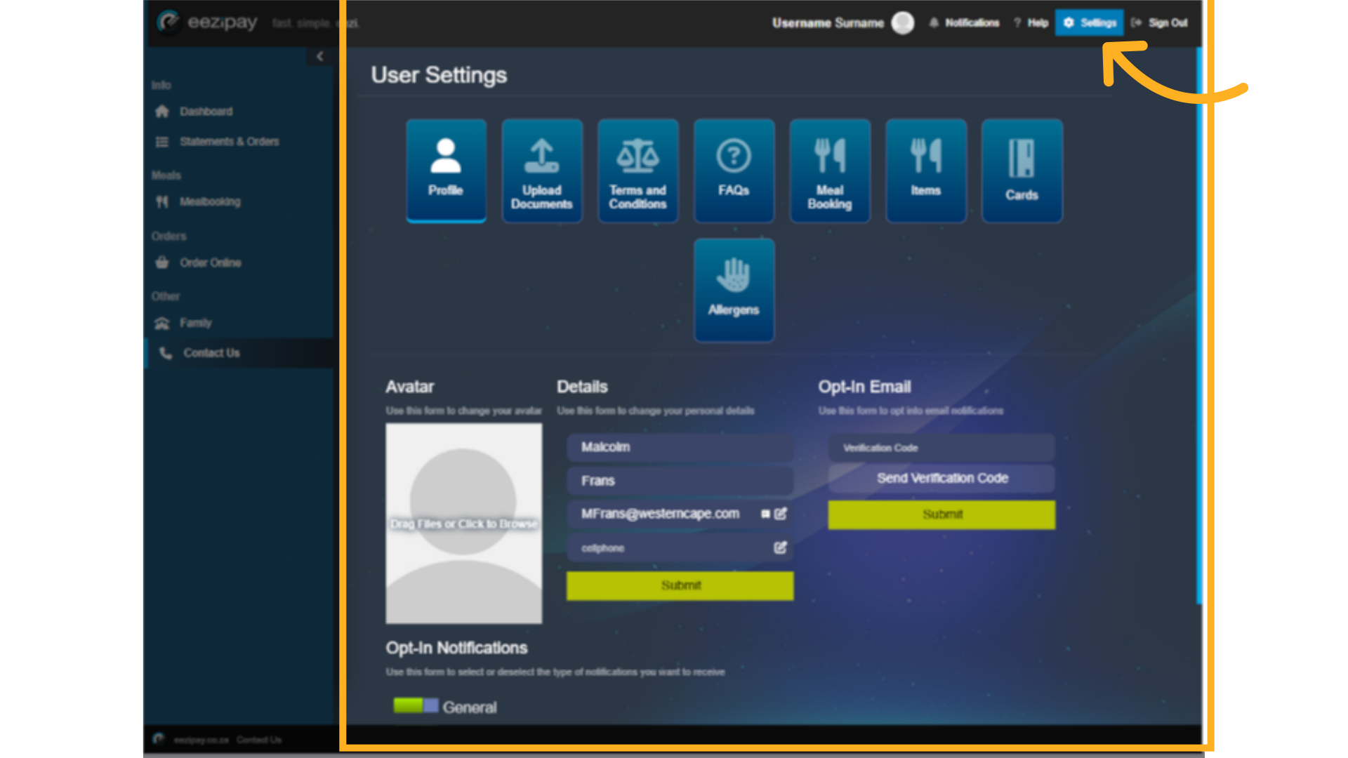 User Settings