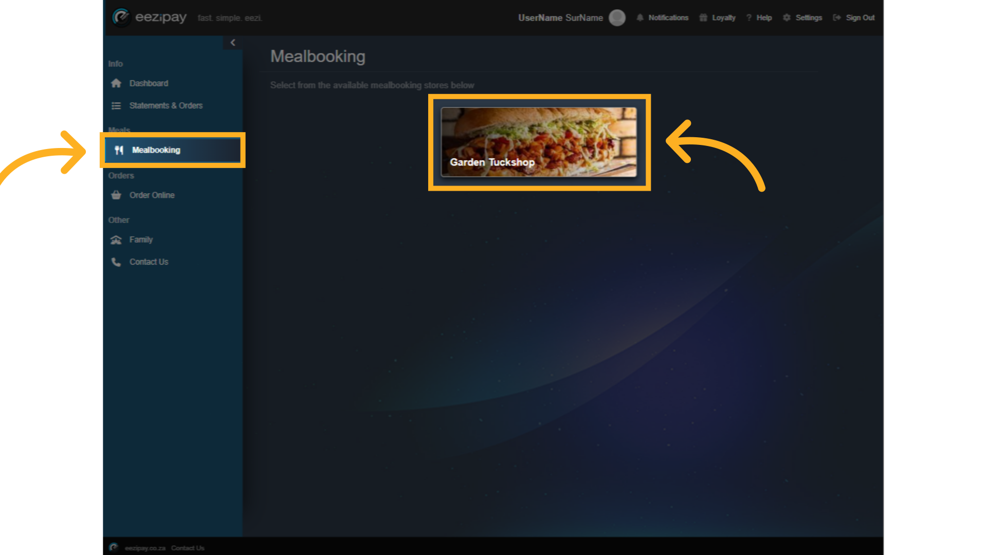 Select Mealbooking Facility