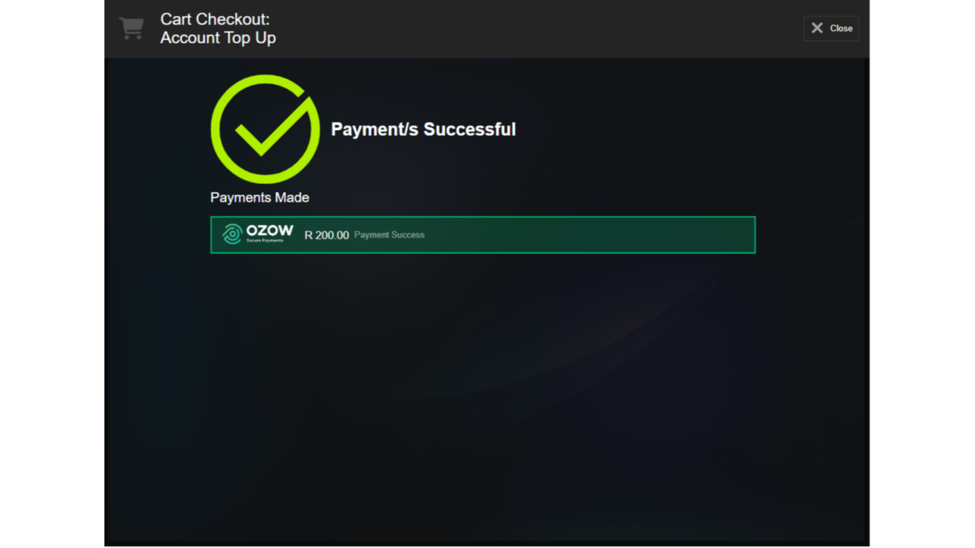 Payment successful