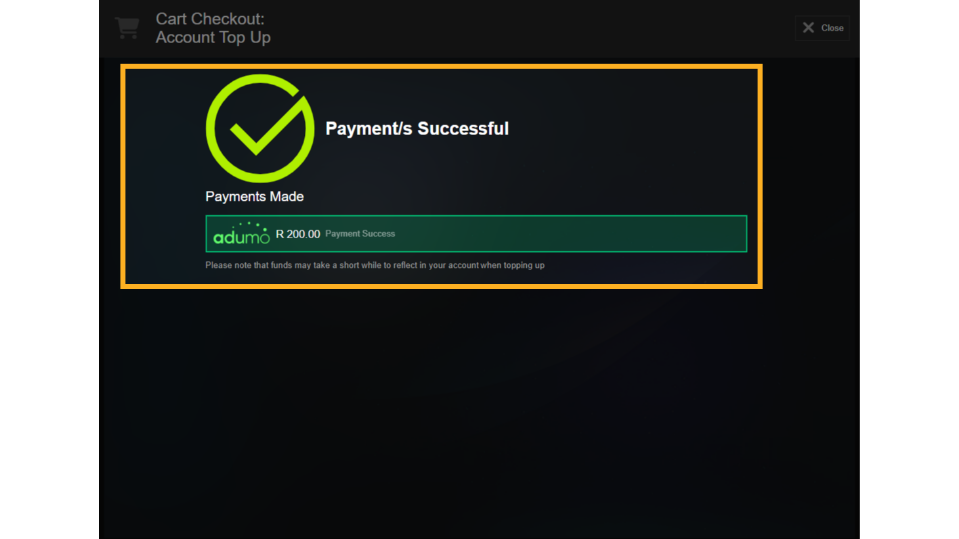Adumo Payment Success