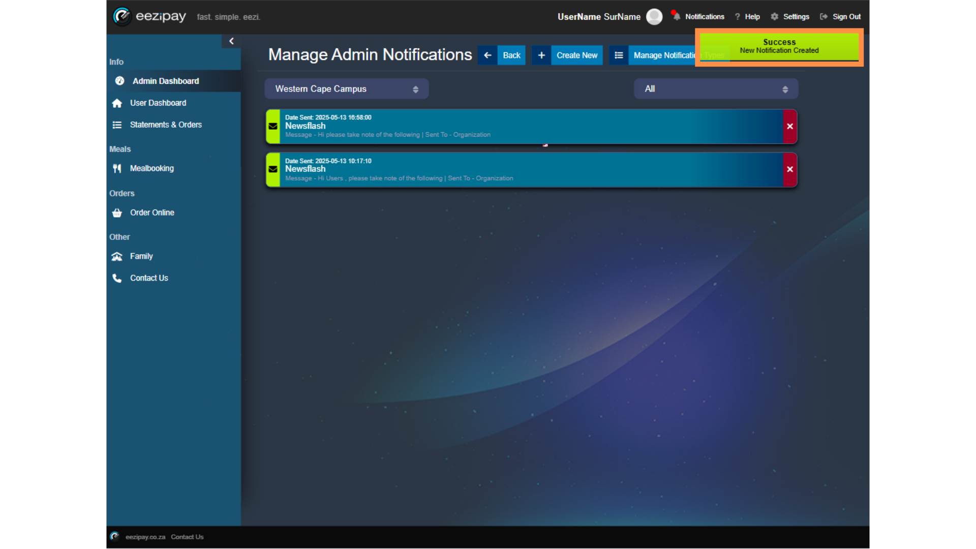 Notification Created