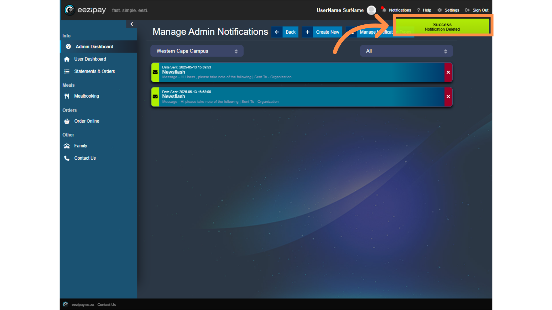 Delete Notification