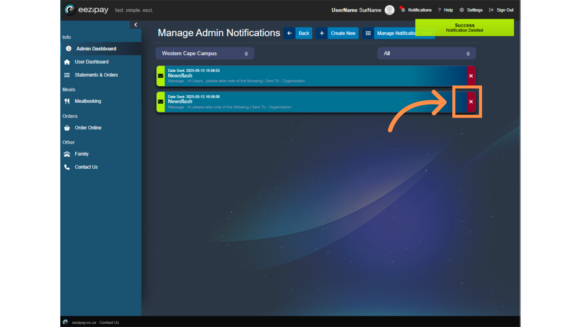 Remove Notification