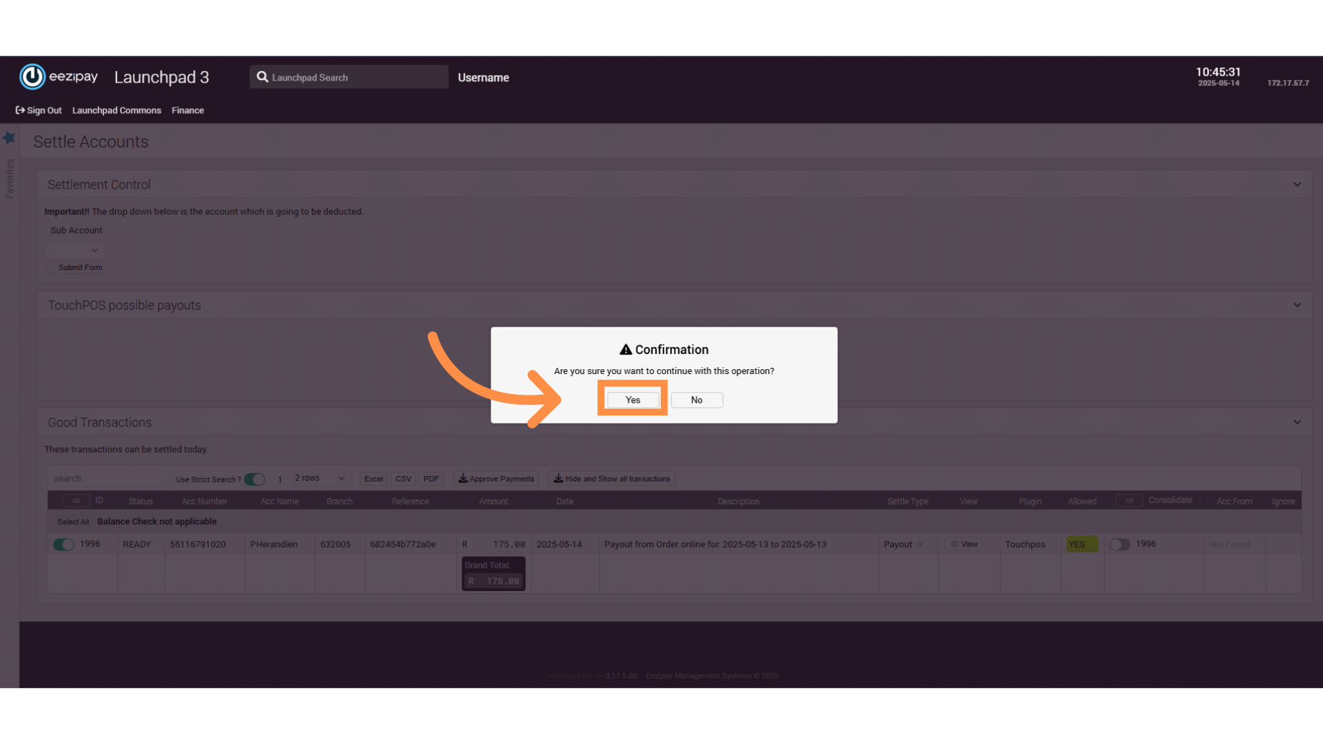 Pop-Up Confirmation