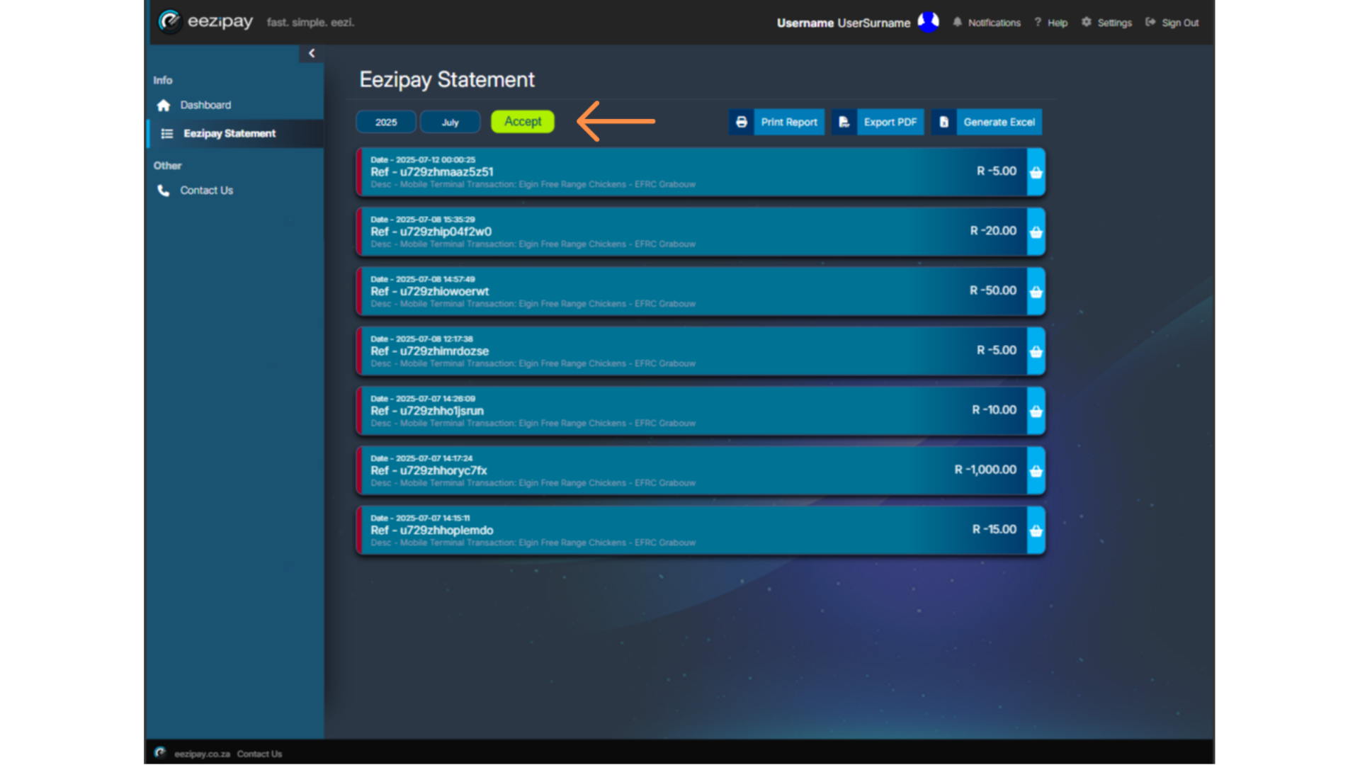 How to View Eezipay Statements for specific months