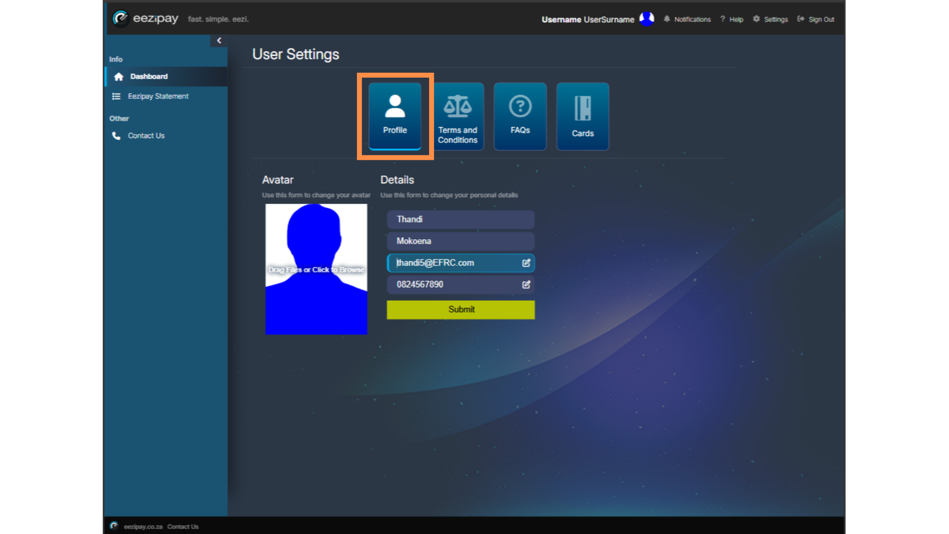 User Settings
