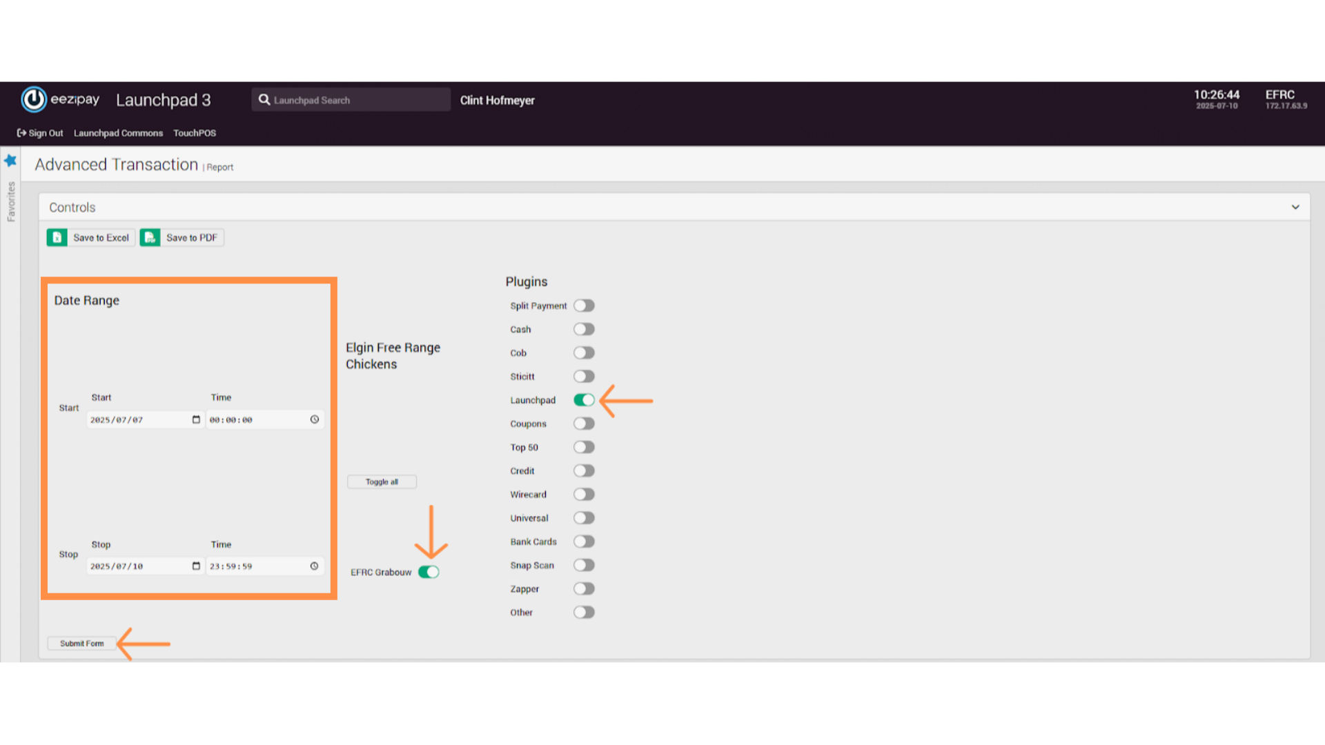 Drawing an Advanced Transaction Report