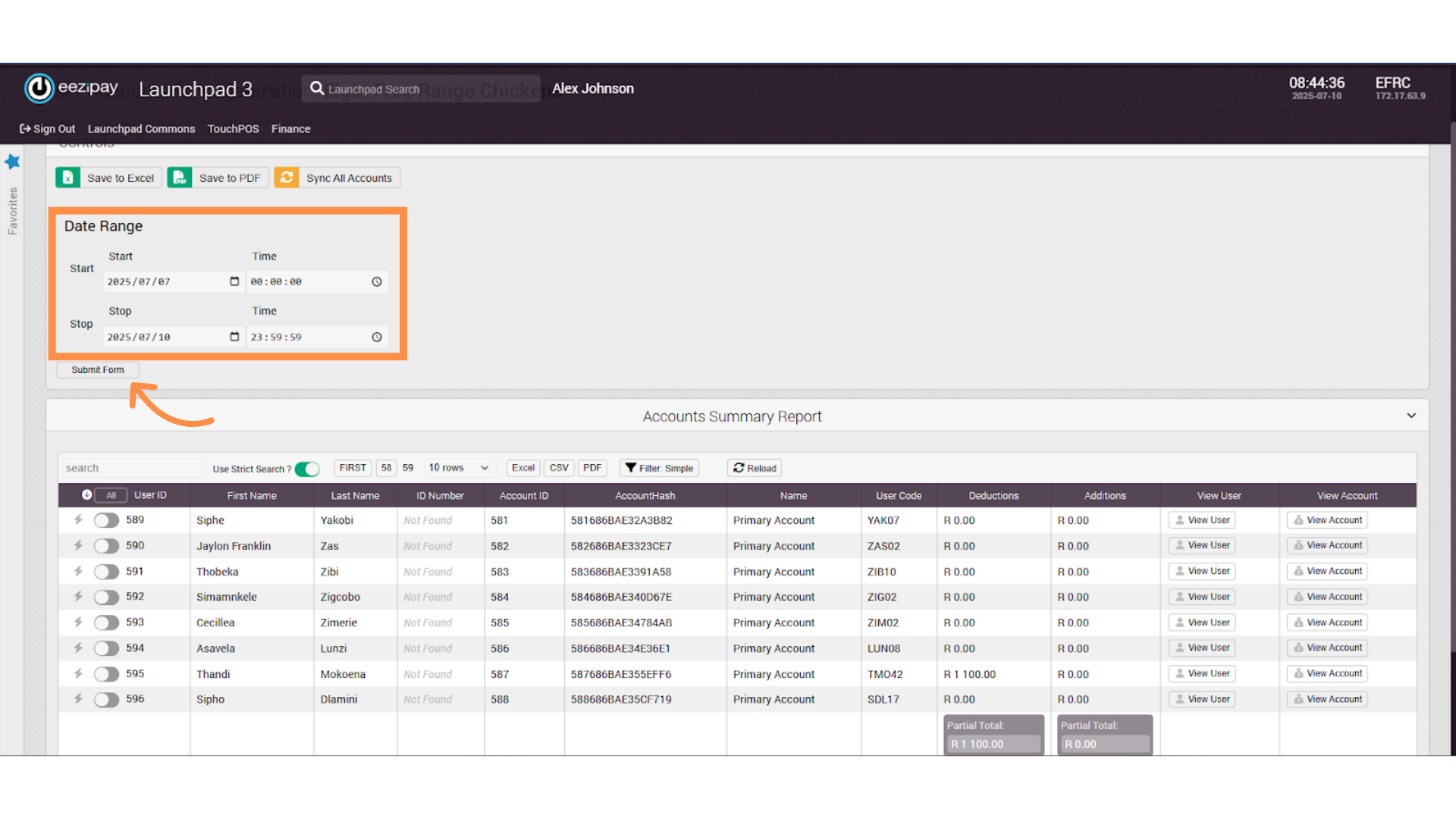 Generate the Account Summary Report