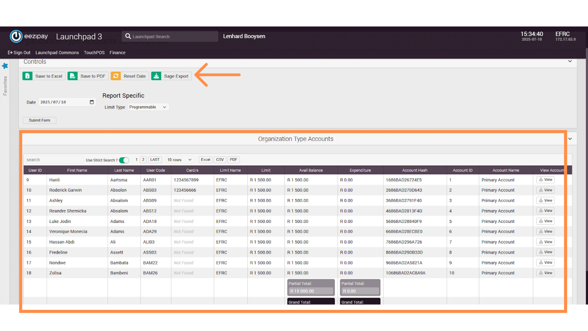 Export Sage Report