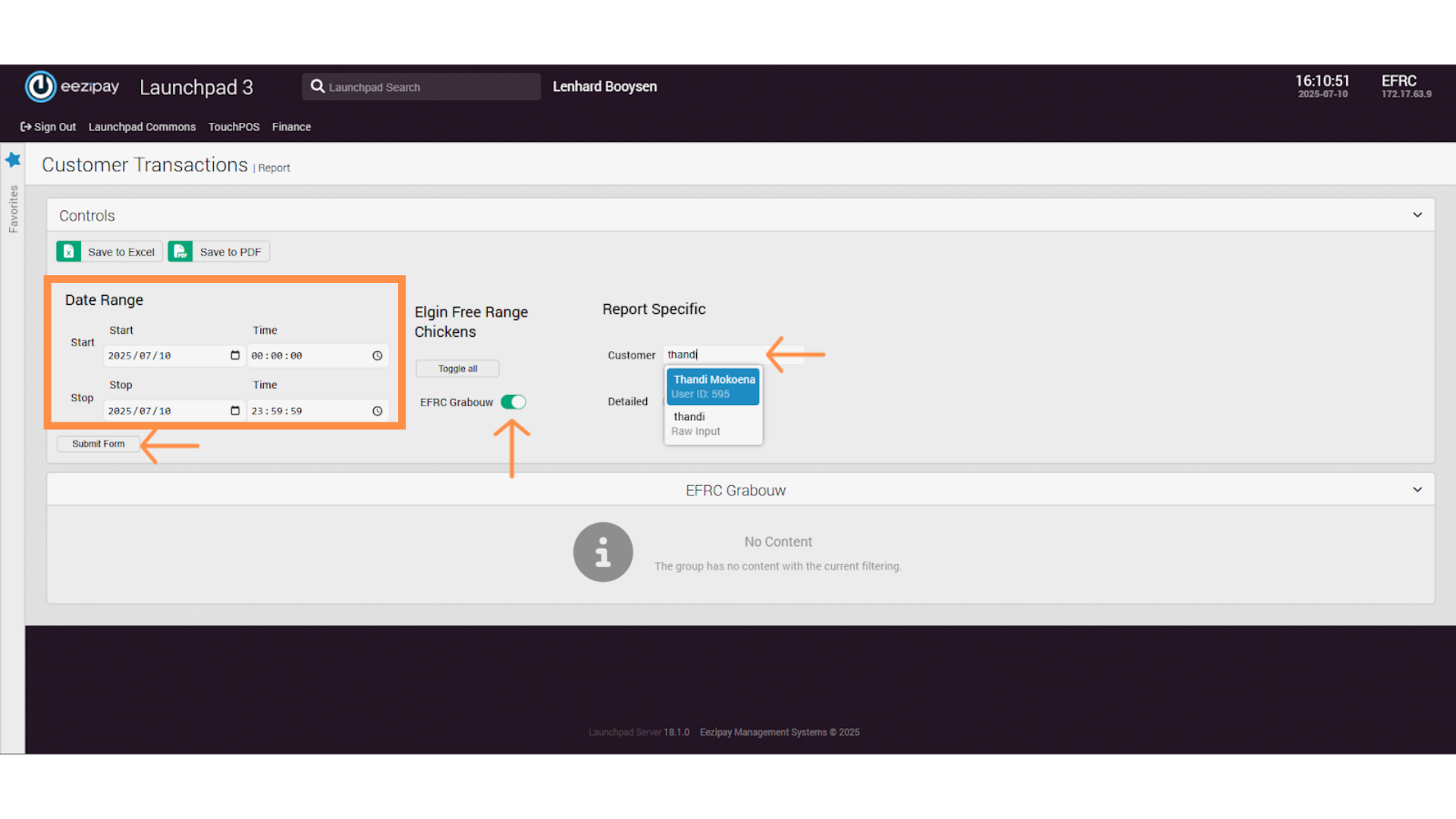 Drawing the Customer Transaction Report