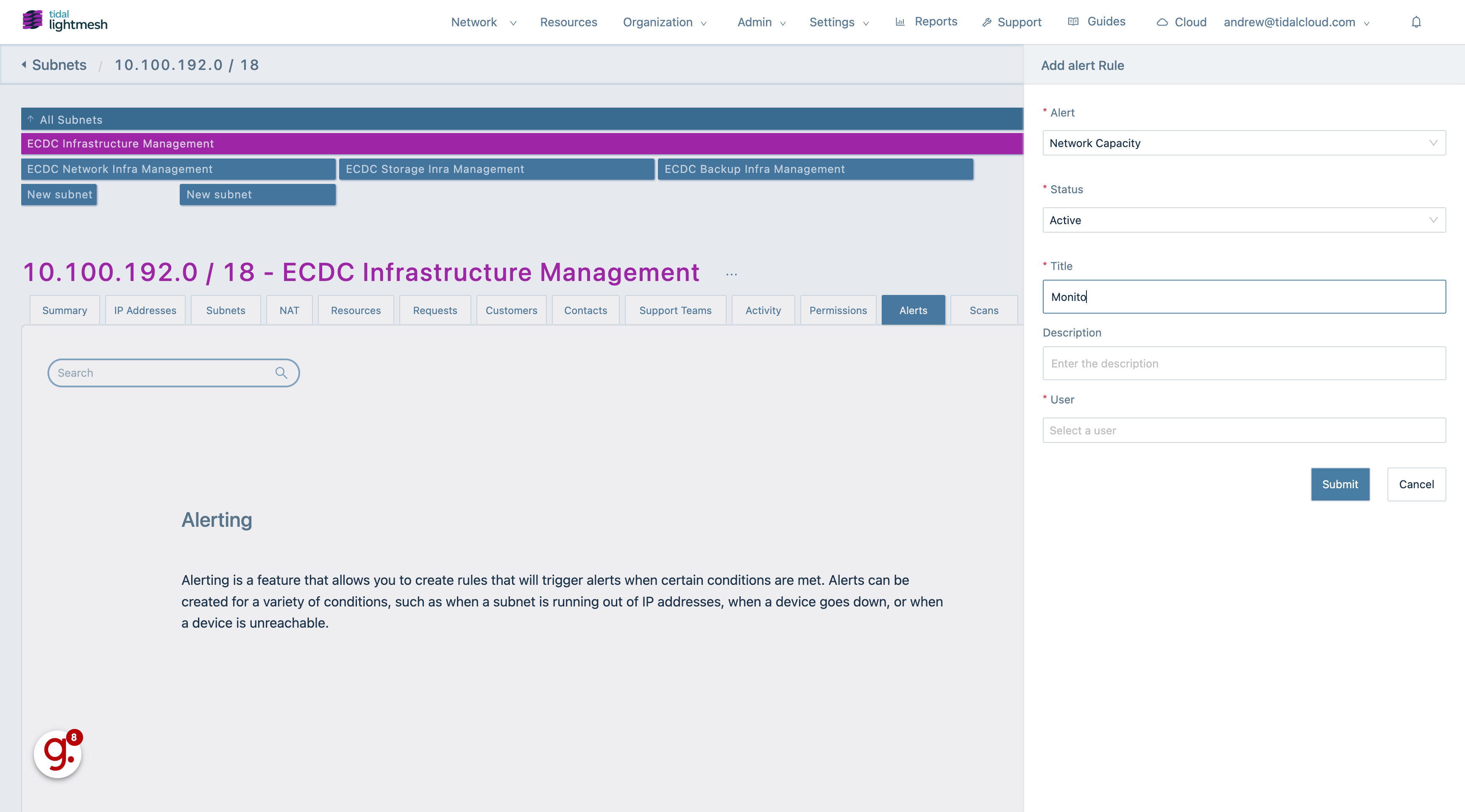 Fill ‘Monitor network capacity’