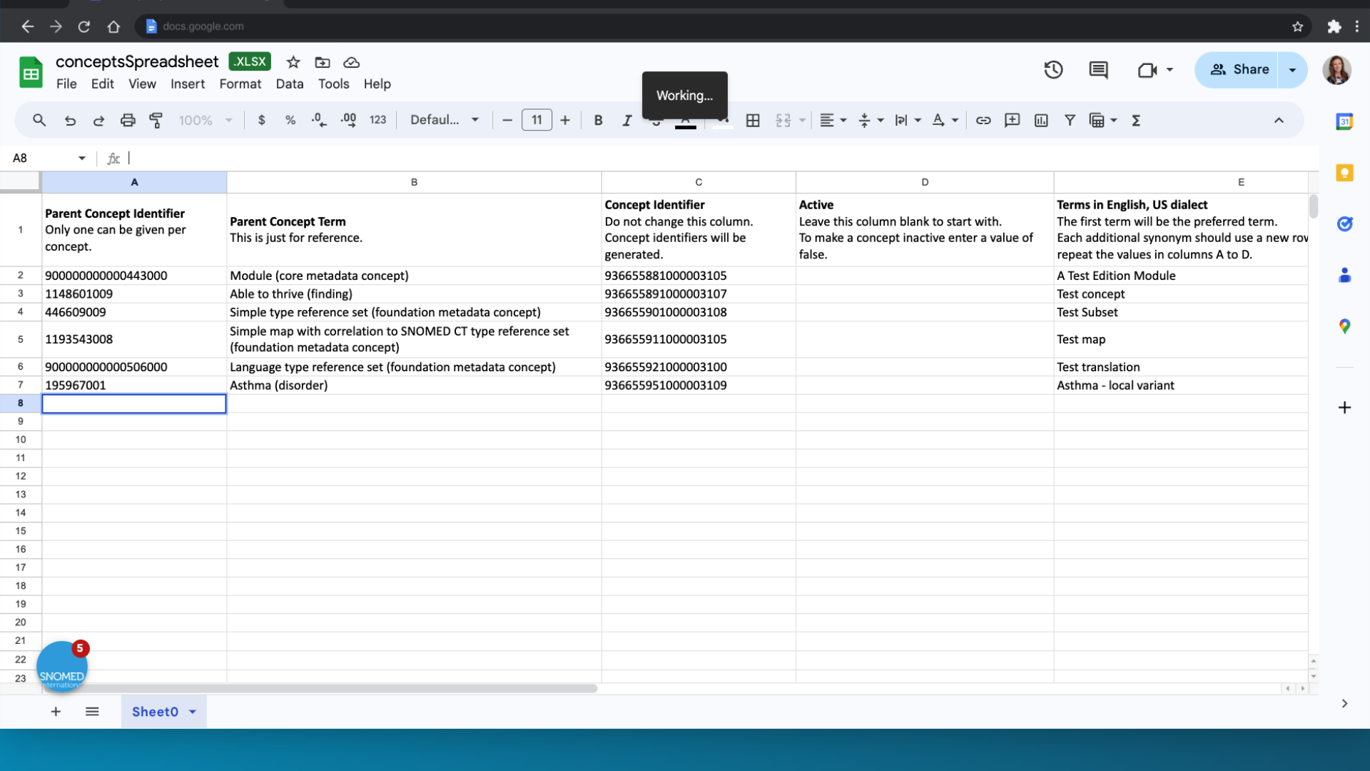 Open spreadsheet