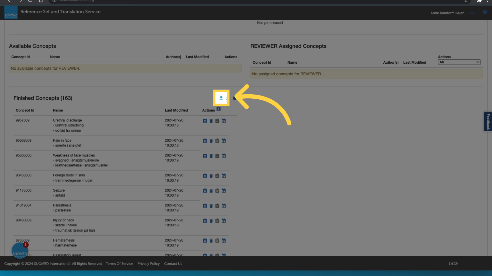 Navigate to the export feature